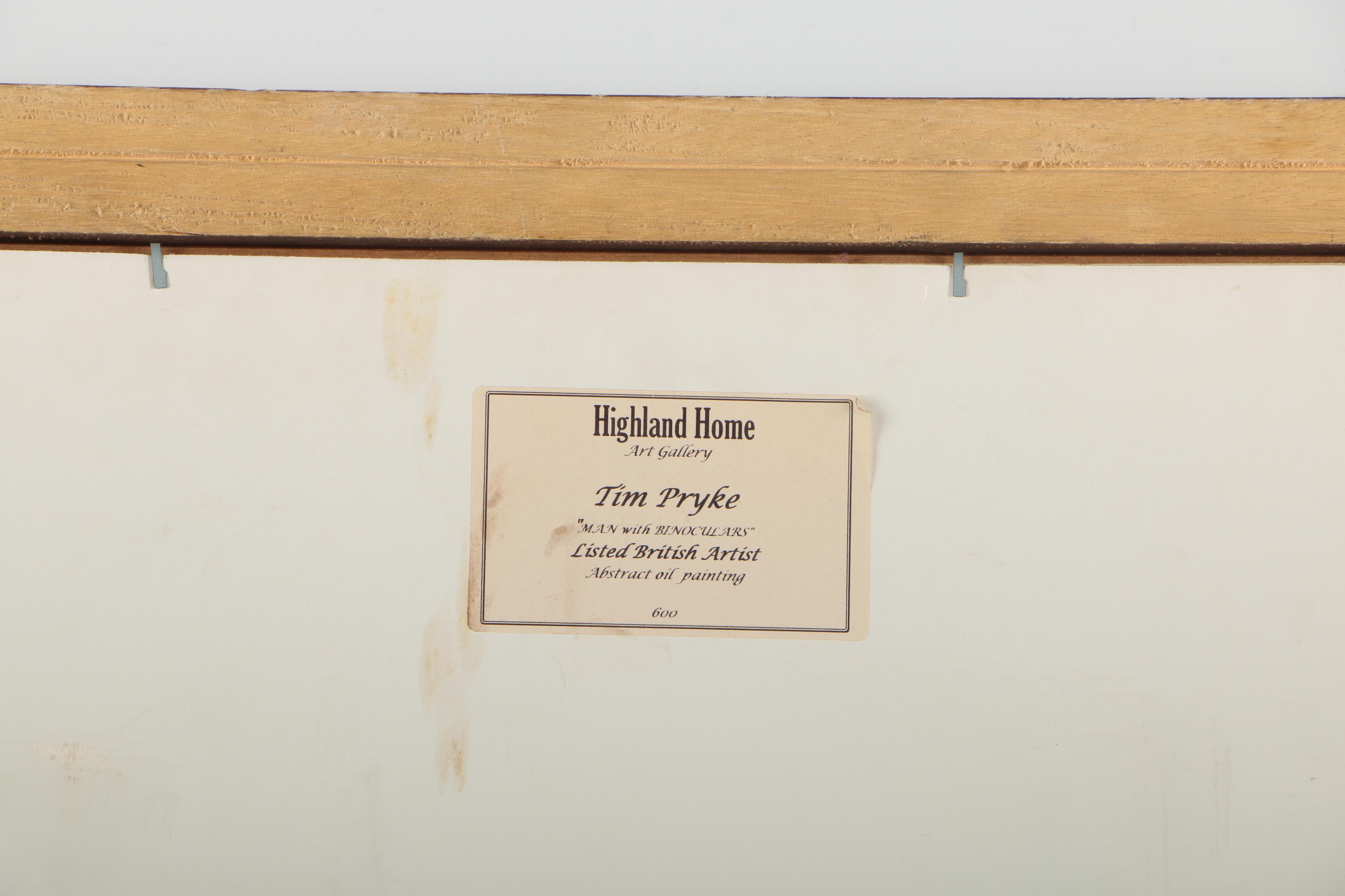 Tim Pryke Oil Painting on Paper "Man With Binoculars"