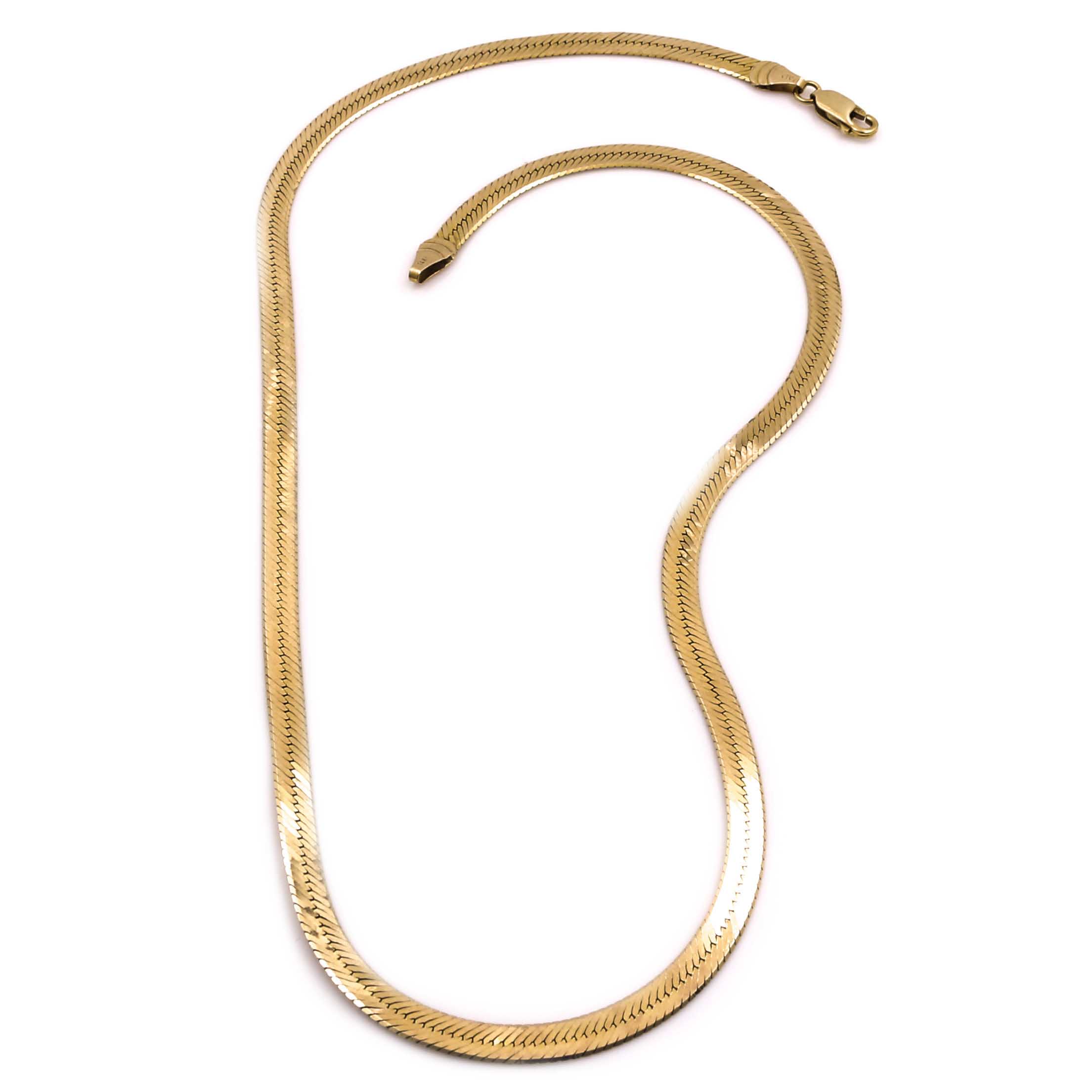 Milor 14K Yellow Gold Herringbone Chain Necklace