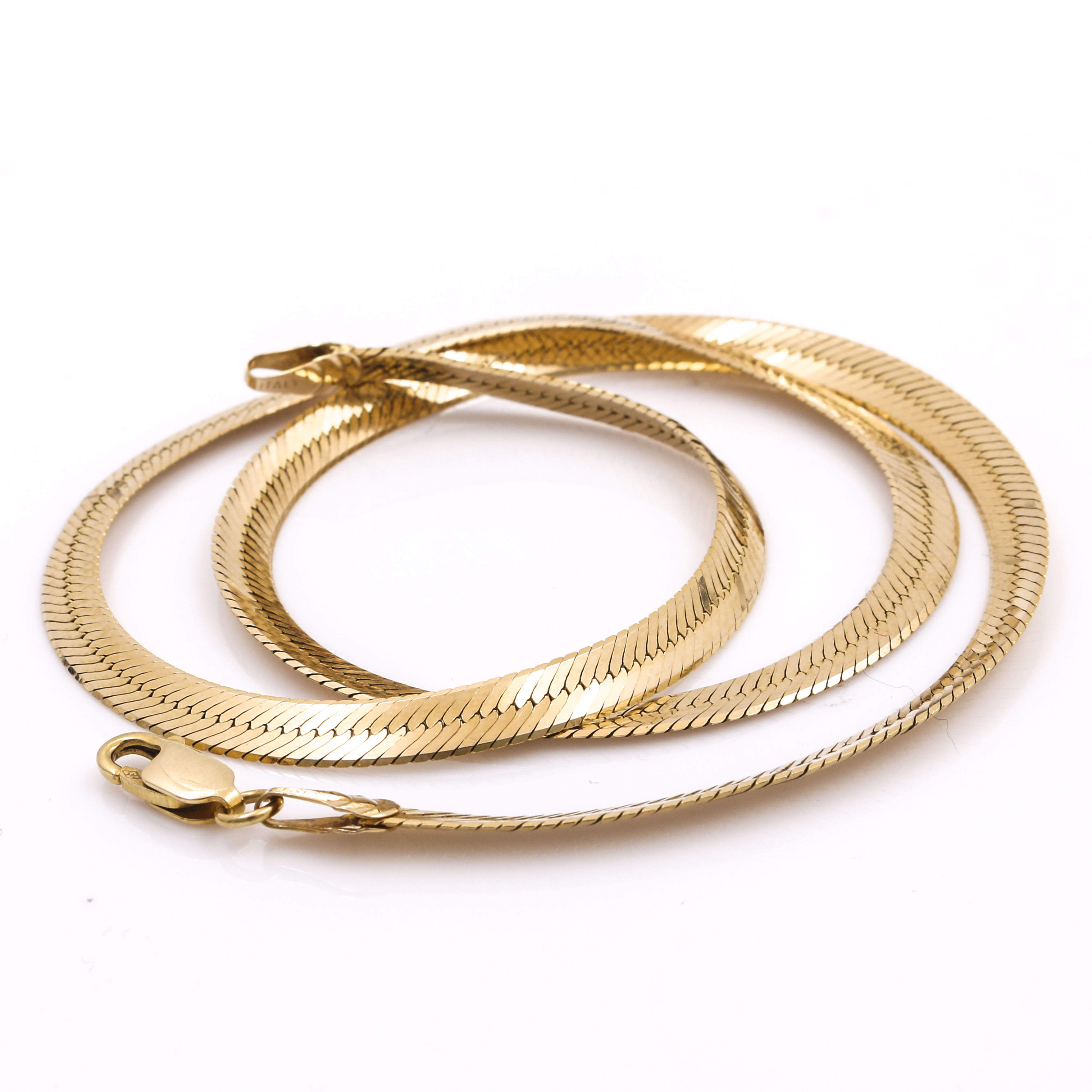 Milor 14K Yellow Gold Herringbone Chain Necklace