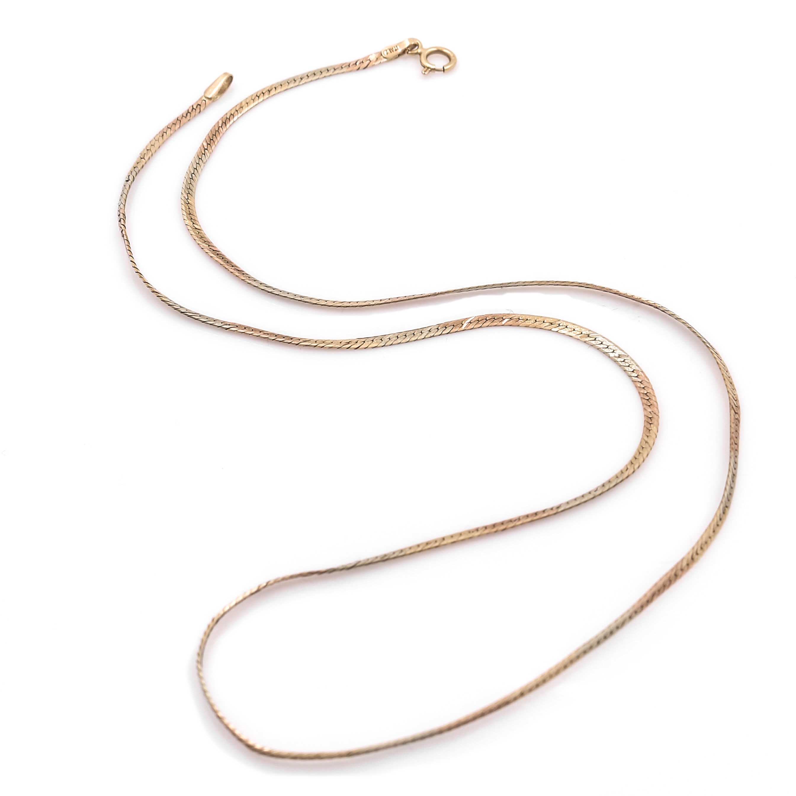 14K Tri-Gold Herringbone Chain Necklace