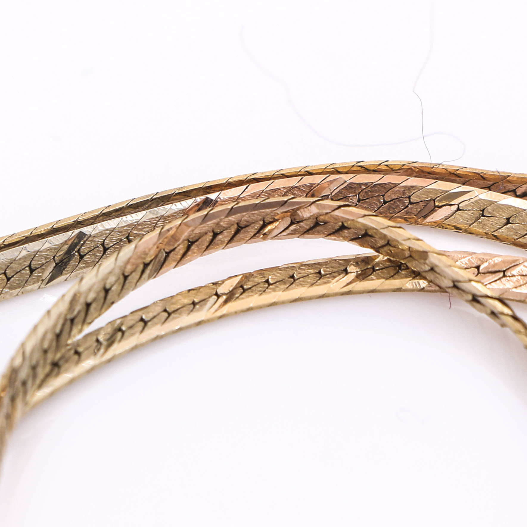 14K Tri-Gold Herringbone Chain Necklace