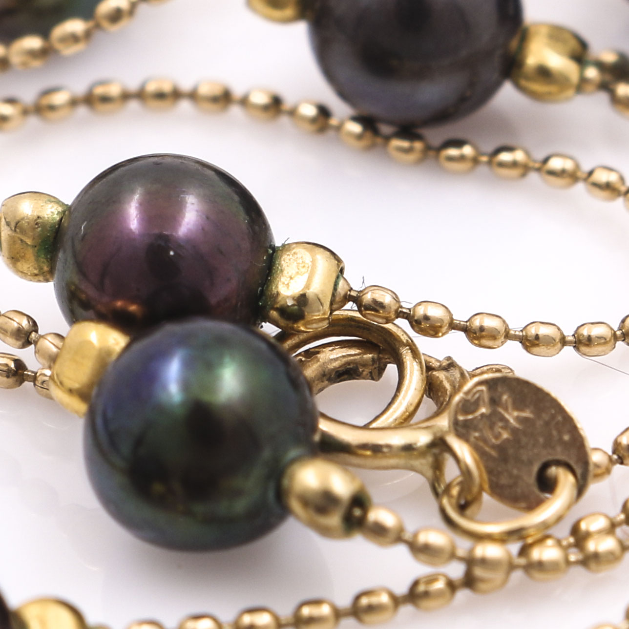 14K Yellow Gold Pearl Station Necklace