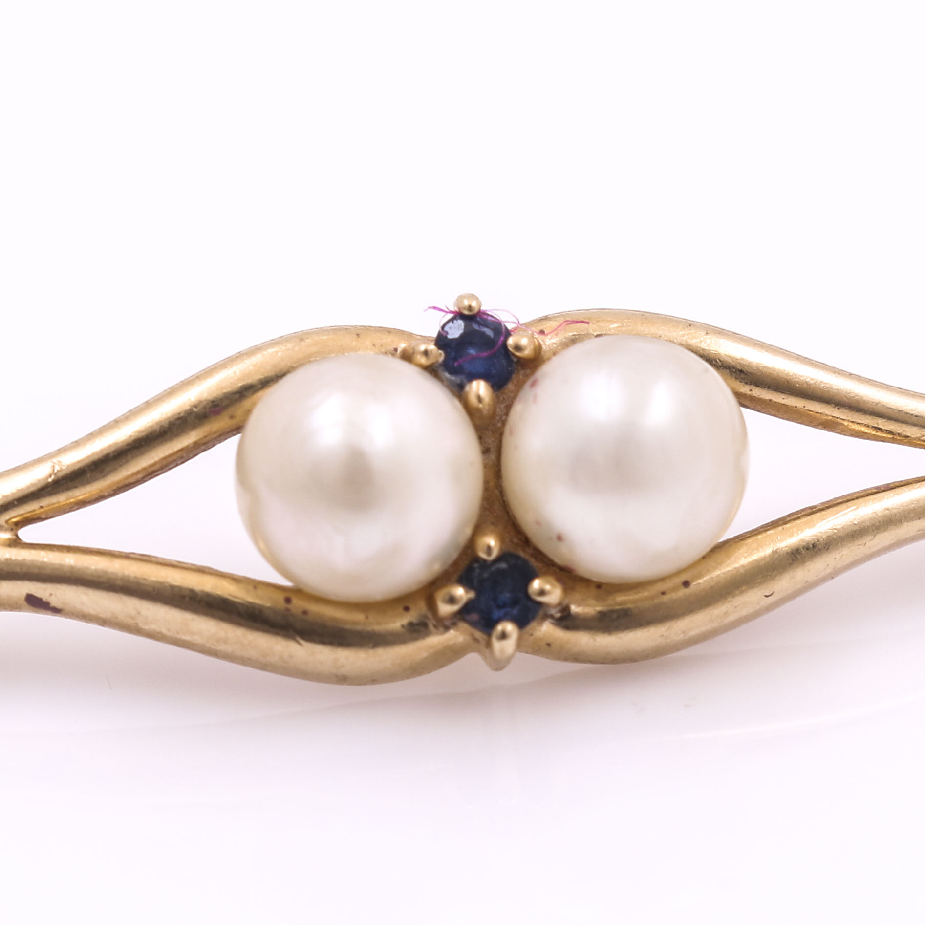 14K Yellow Gold Pearl and Blue Sapphire Bracelet