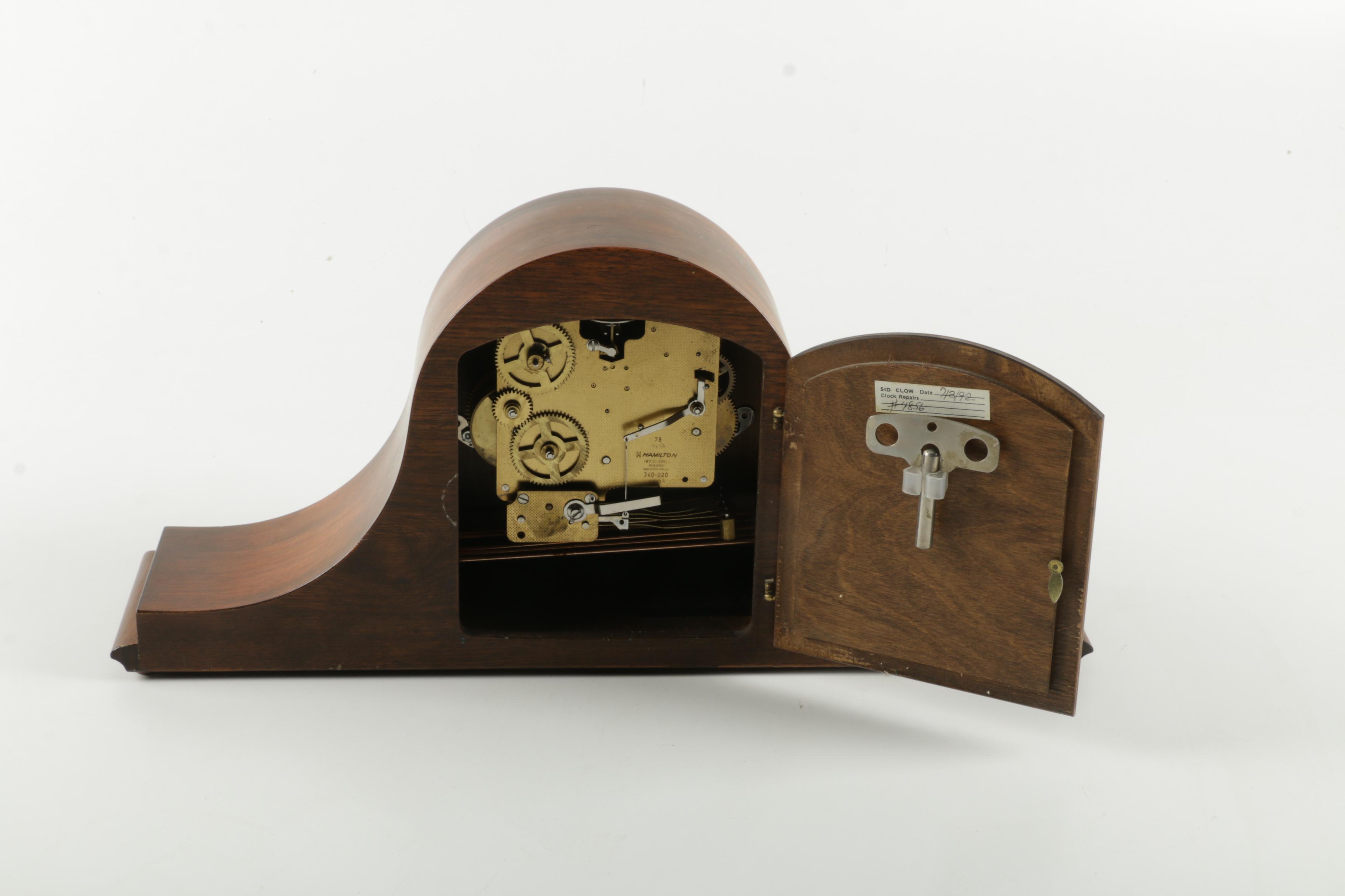 Vintage Hamilton Wood Mantel Clock