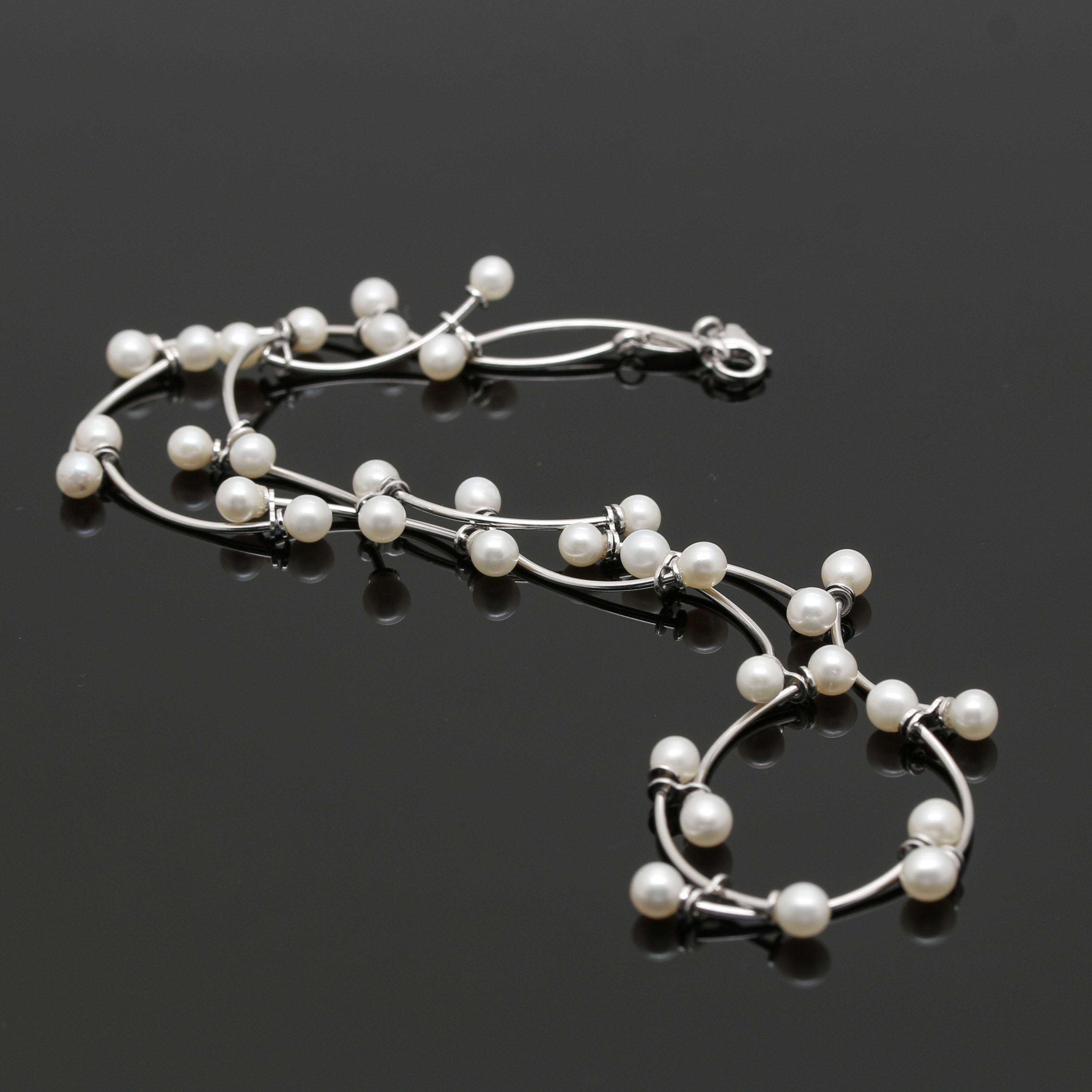 14K White Gold Cultured Pearl Necklace