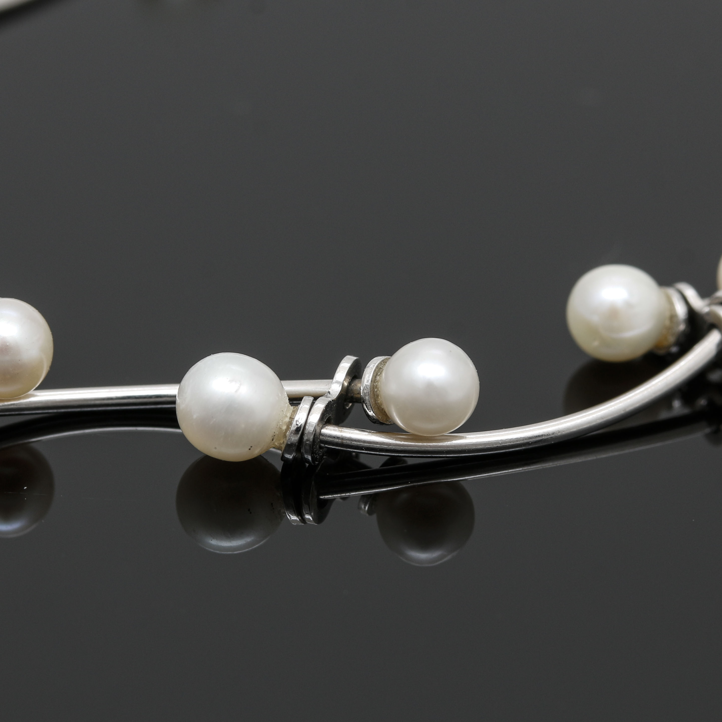 14K White Gold Cultured Pearl Bracelet