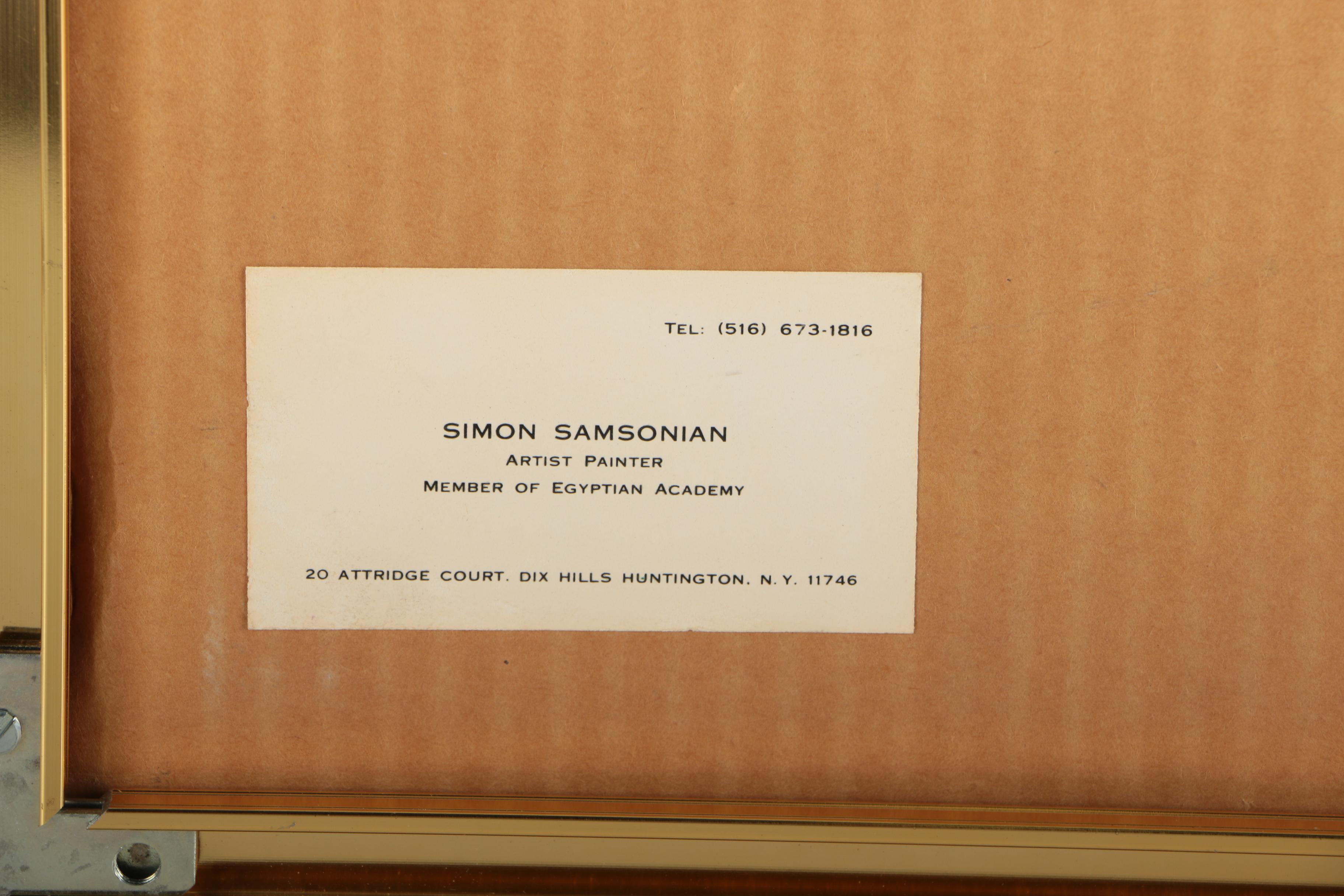 Simon Samsonian Pastel Drawing "Abstract Forms with Church"