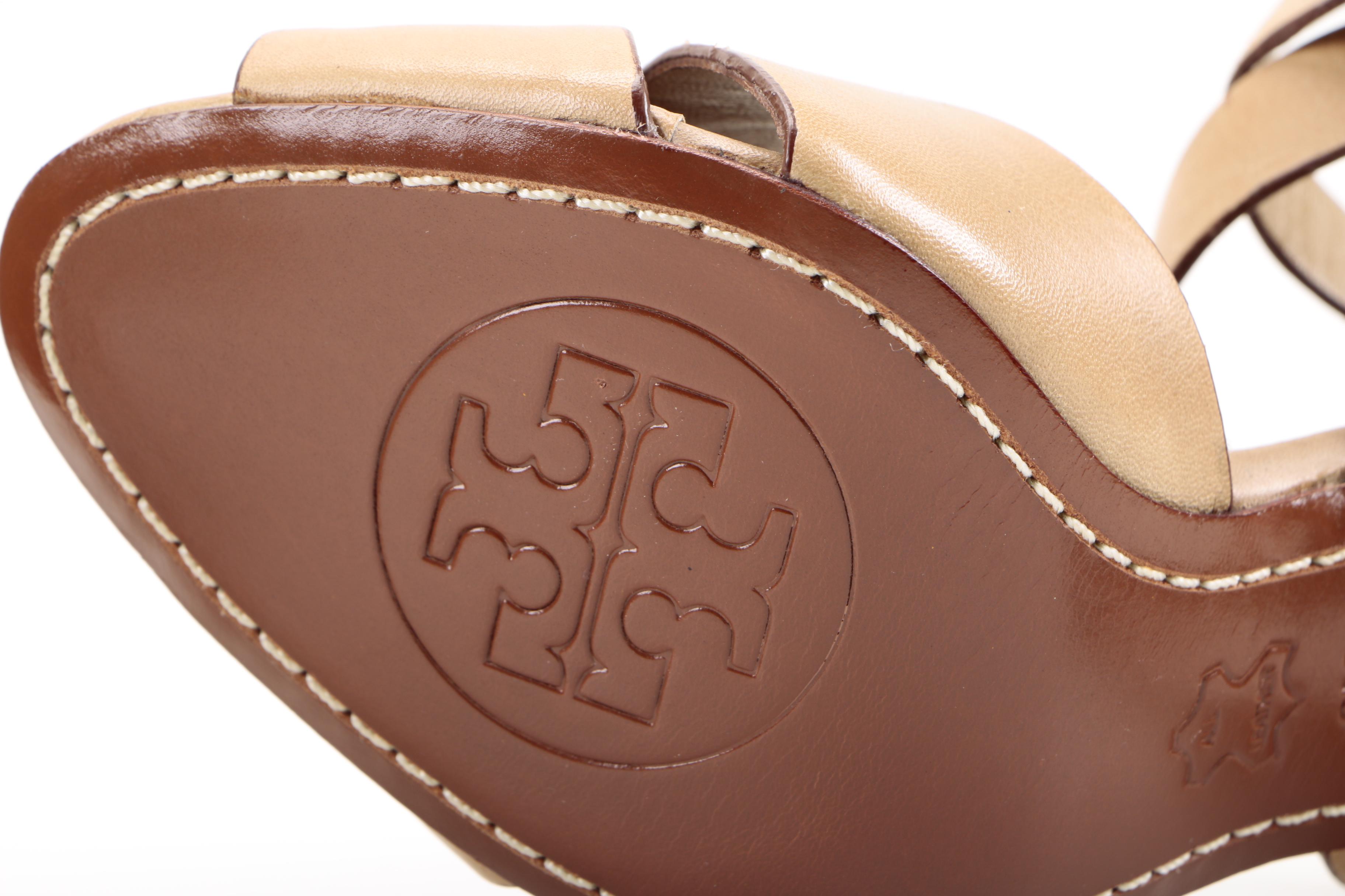 Tory Burch Tan Leather High Heeled Dress Sandals