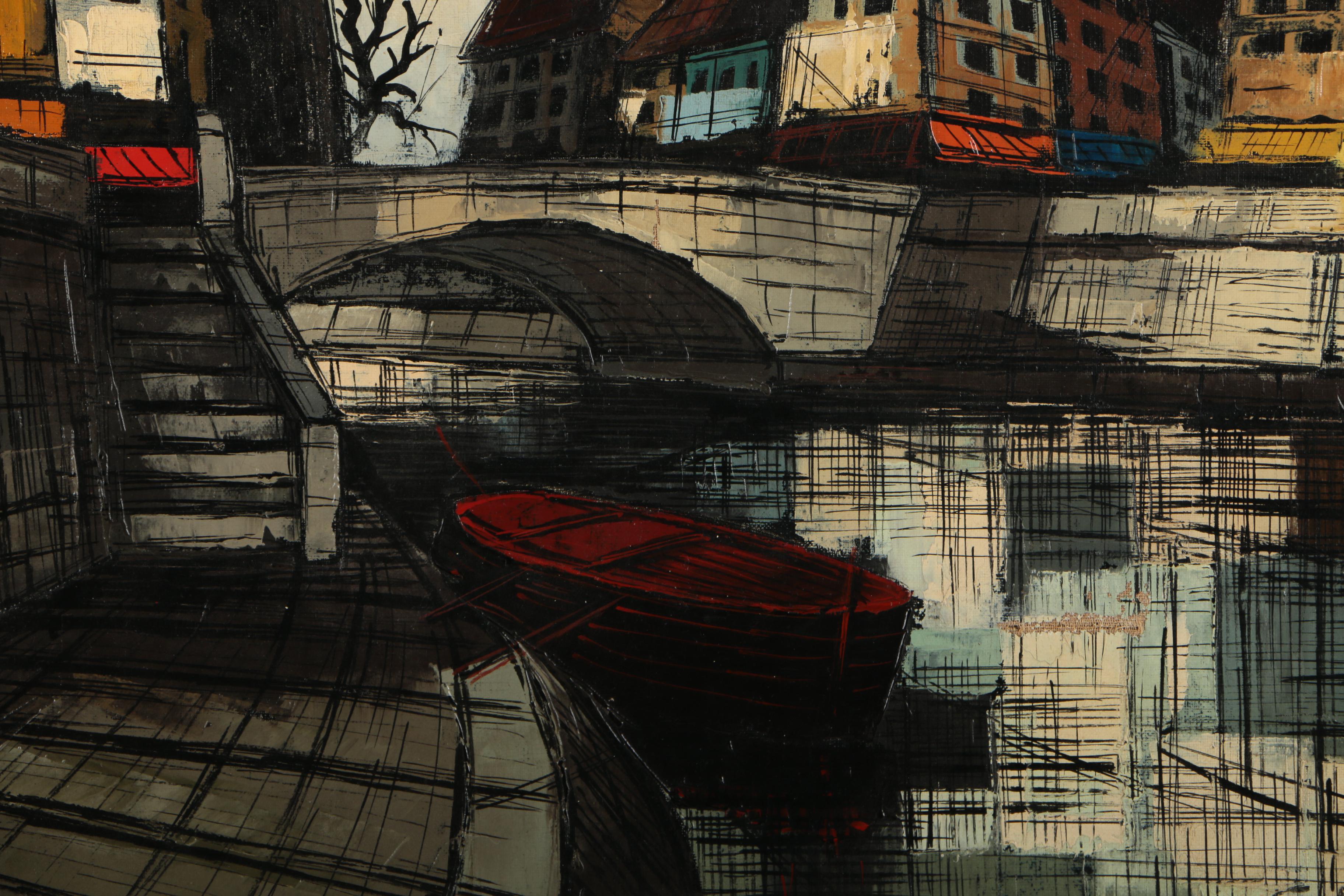 M. Edward Griff Acrylic Painting of a Canal