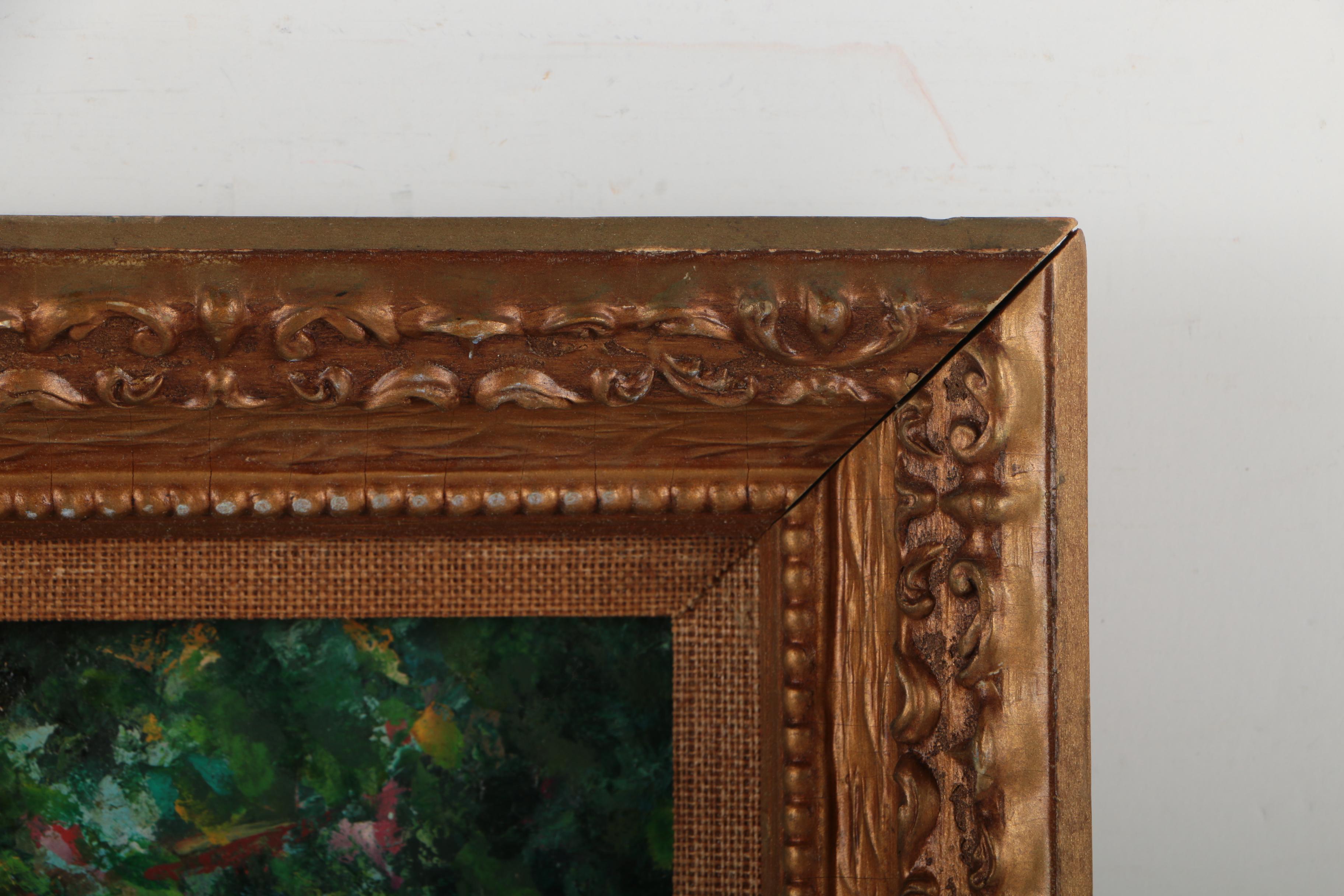 Oil Painting on Canvas Board of Italian Coastal Villa