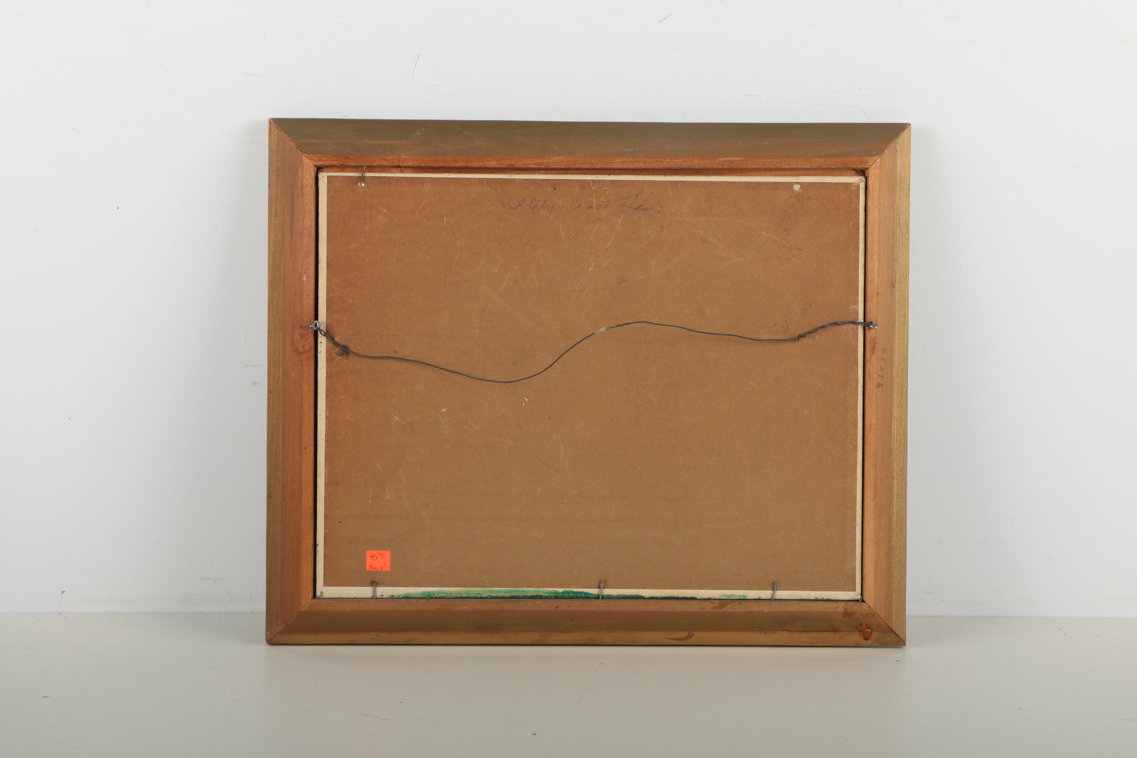 Oil Painting on Canvas Board of Italian Coastal Villa