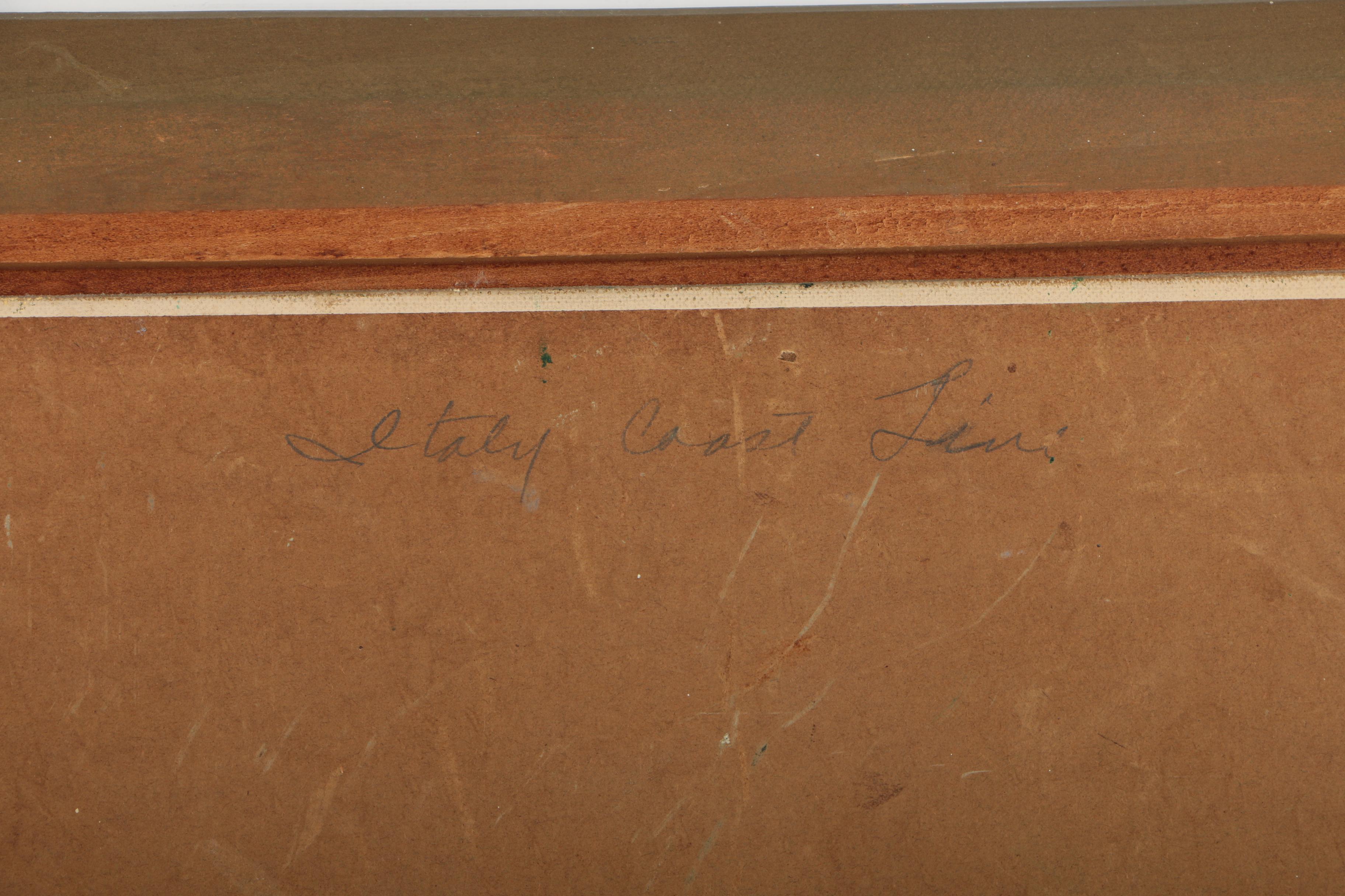 Oil Painting on Canvas Board of Italian Coastal Villa