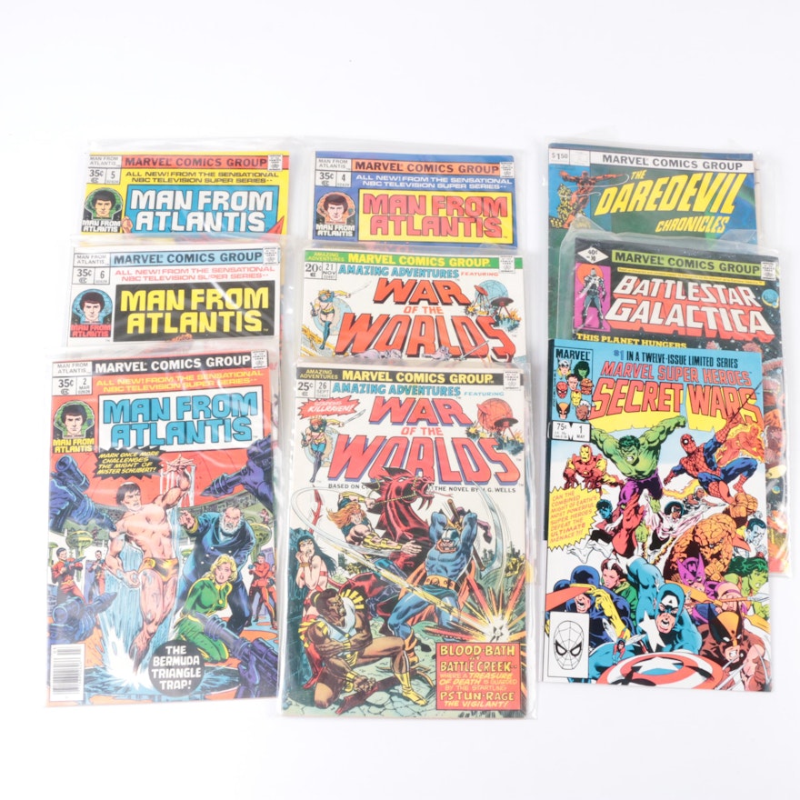 Marvel Bronze Age Comics Featuring "Man from Atlantis" and "Secret Wars"