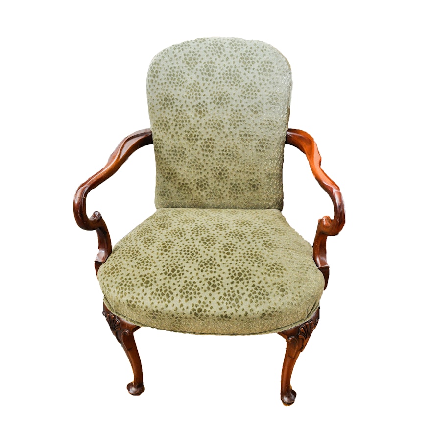 Vintage Mahogany Queen Anne Style Armchair