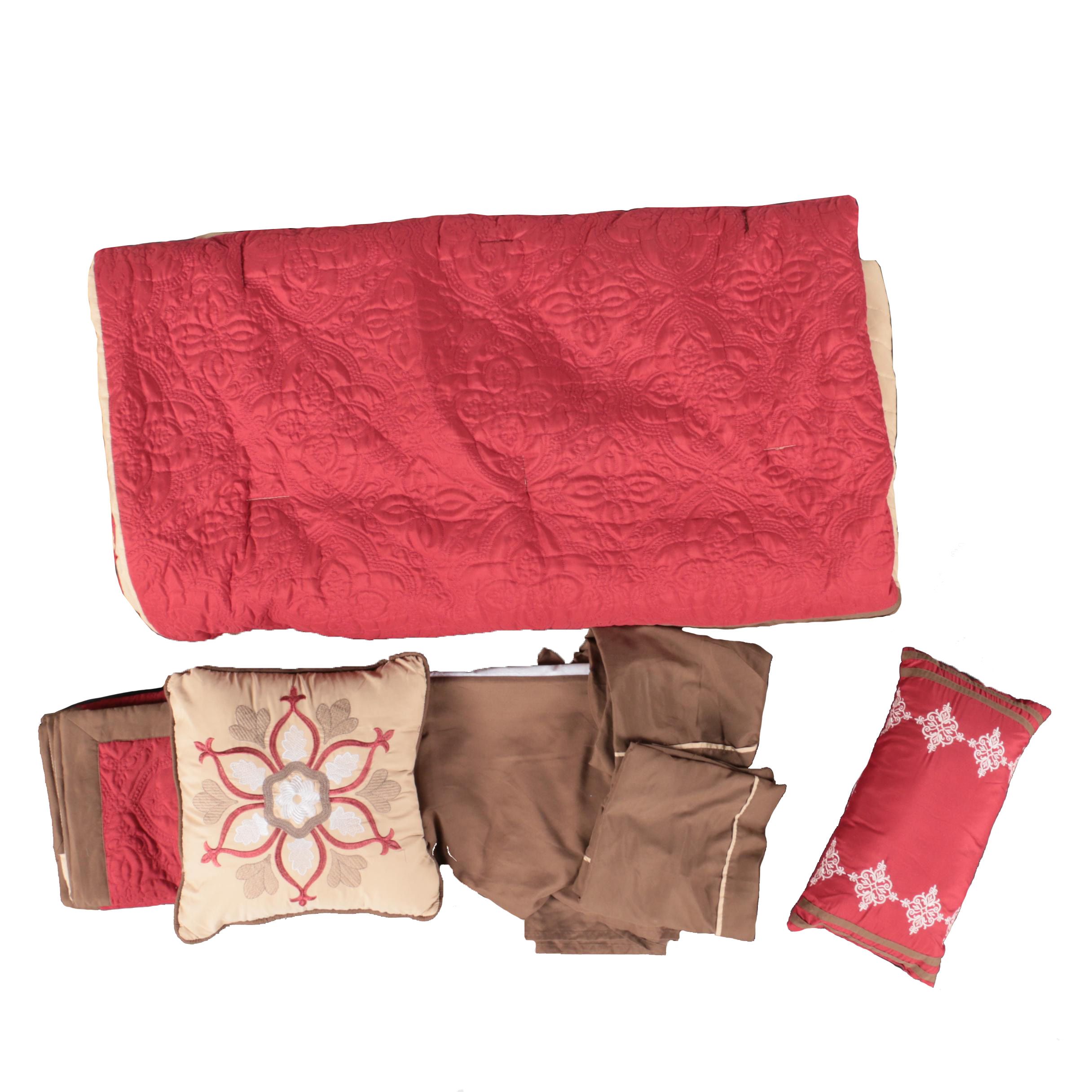 Red Floral Queen-Size Comforter Set