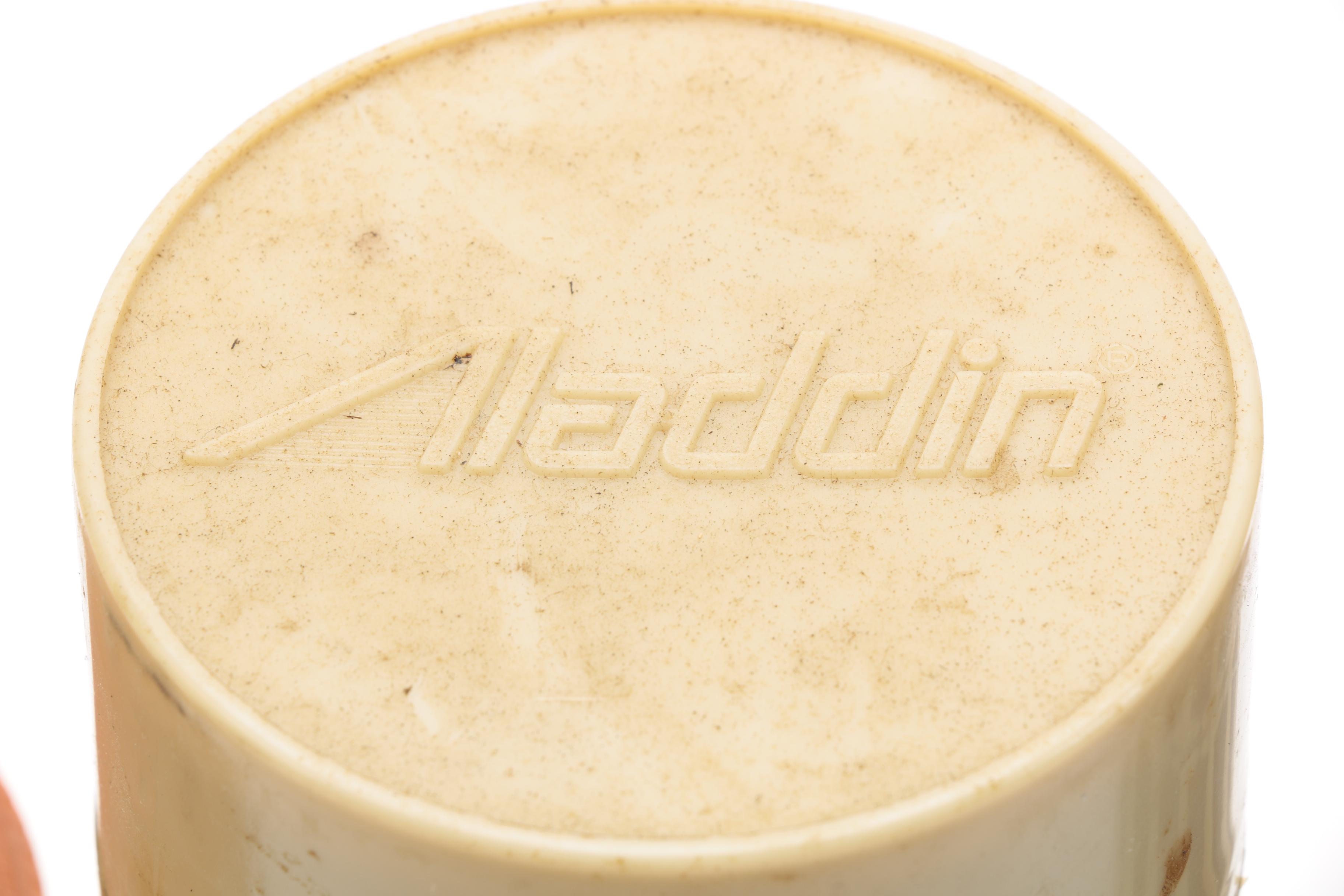 Vintage Metal Yellow Lunch Boxes and Aladdin Thermoses