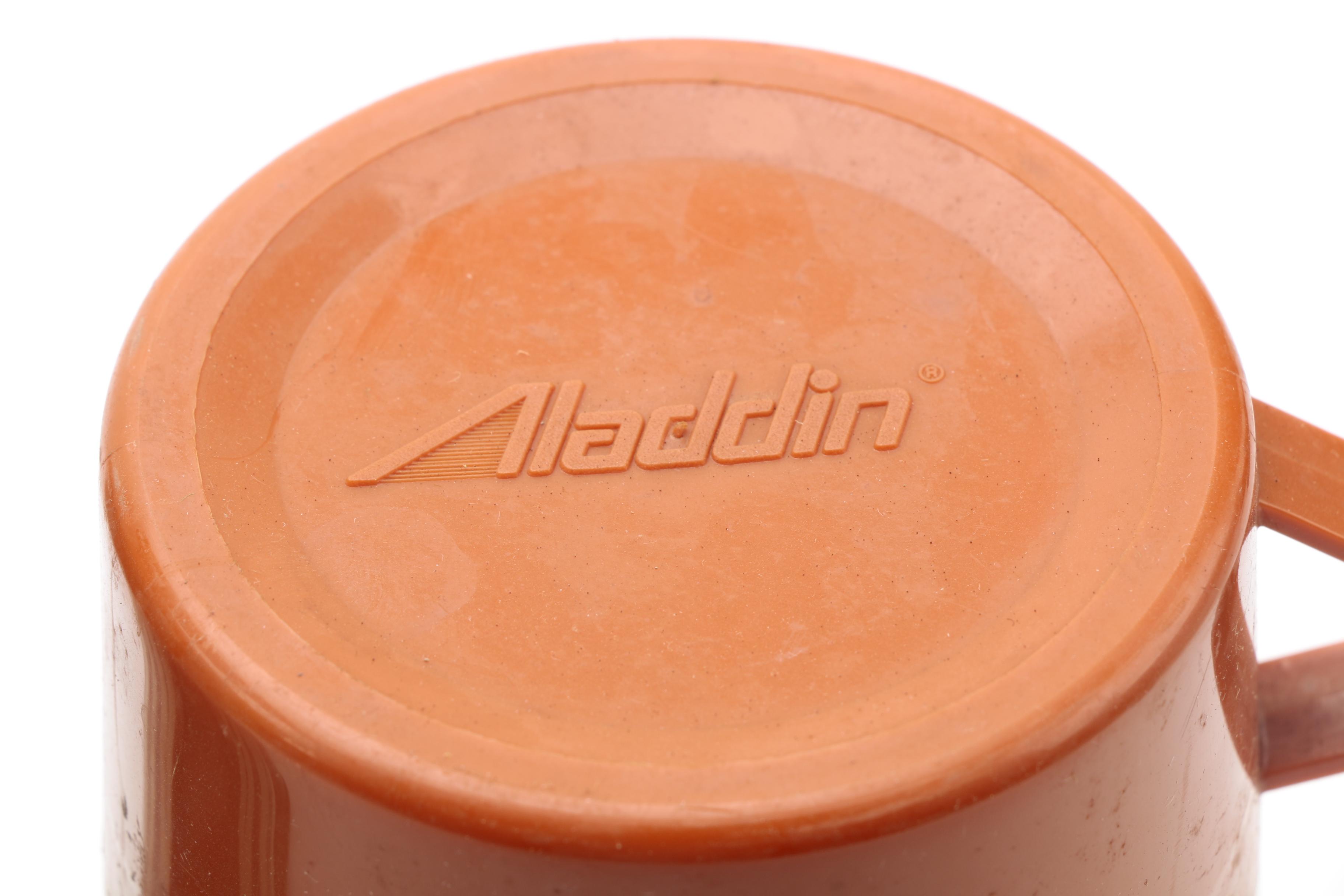 Vintage Metal Yellow Lunch Boxes and Aladdin Thermoses