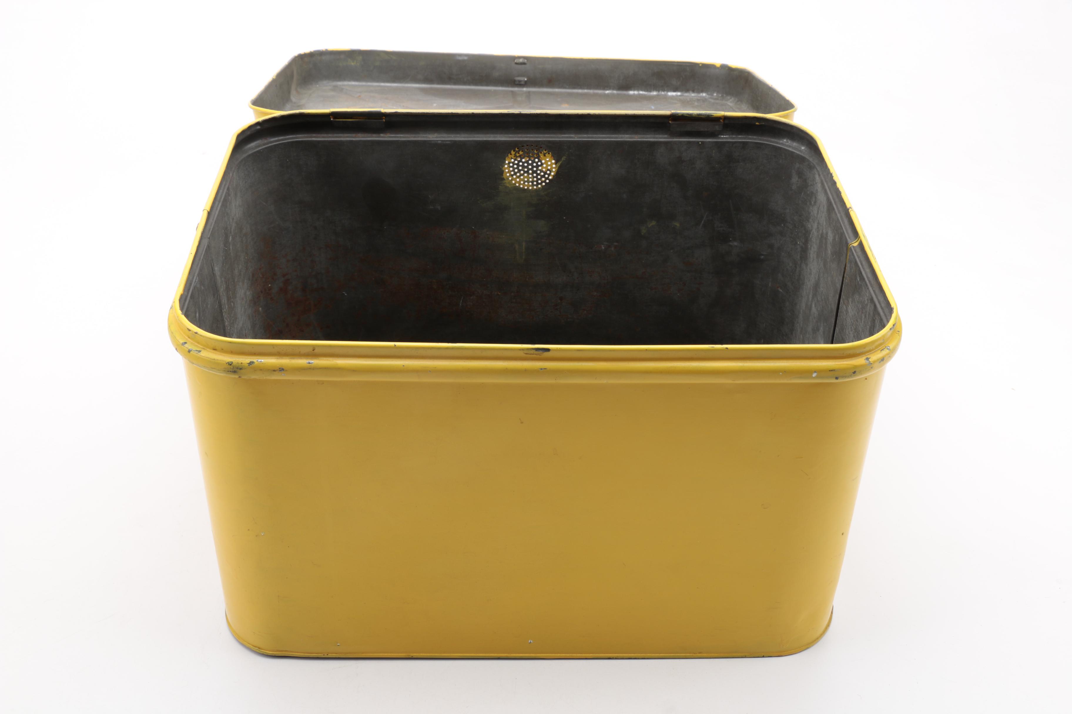 Vintage Metal Yellow Lunch Boxes and Aladdin Thermoses