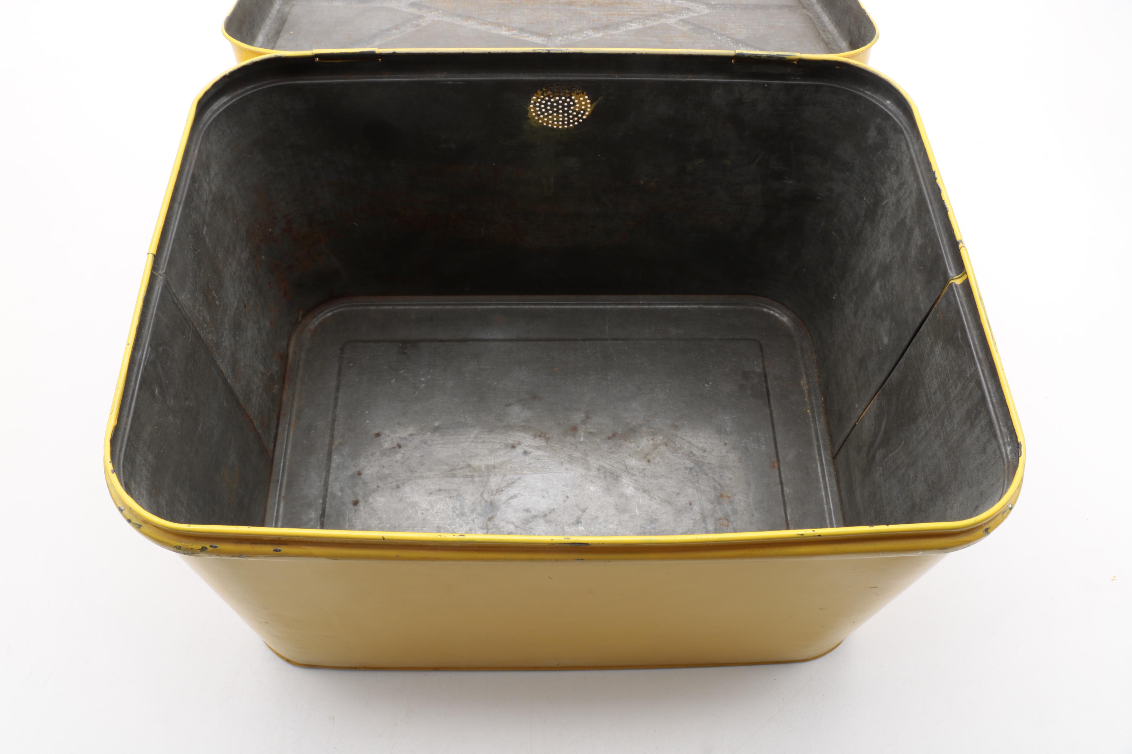 Vintage Metal Yellow Lunch Boxes and Aladdin Thermoses