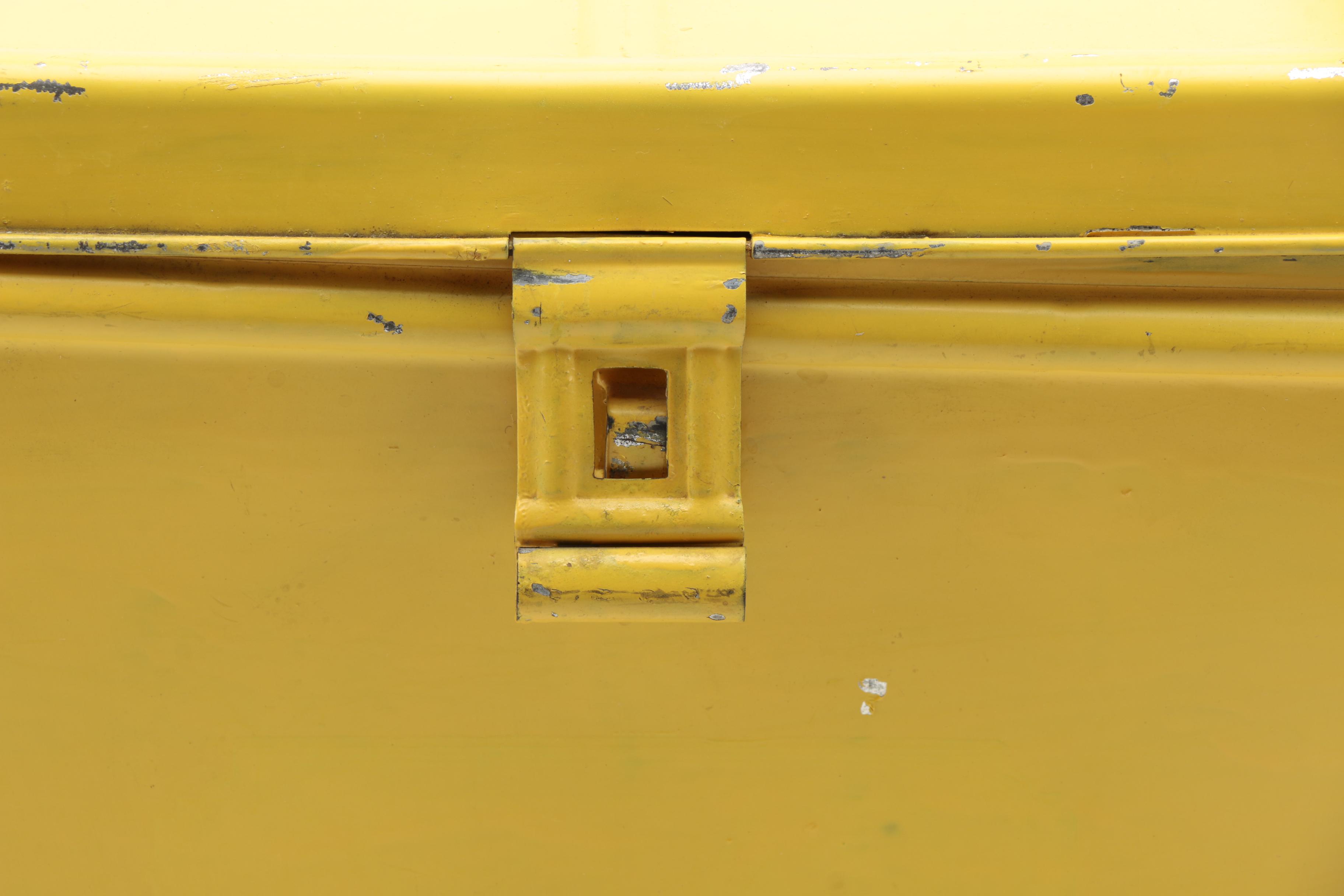 Vintage Metal Yellow Lunch Boxes and Aladdin Thermoses