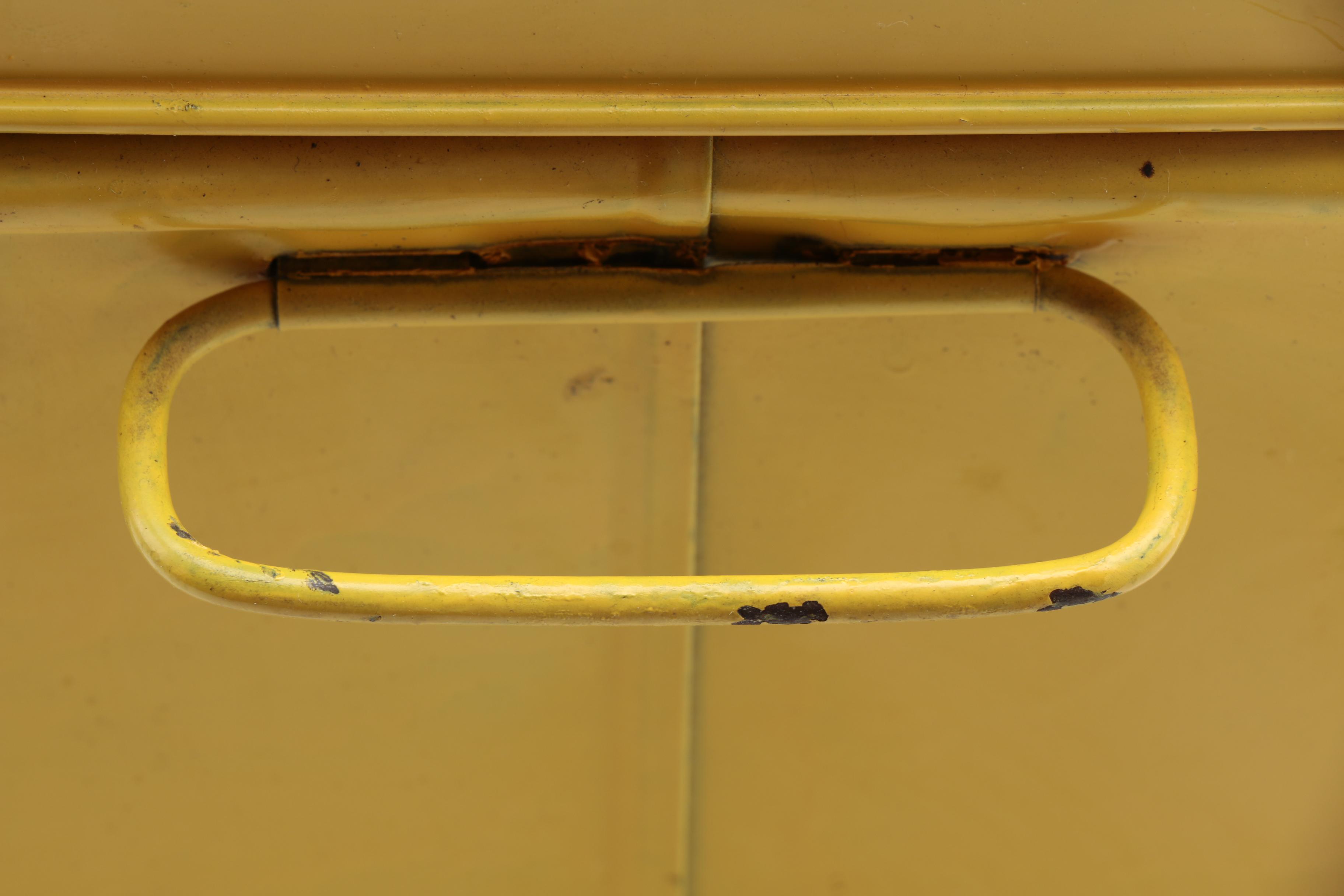 Vintage Metal Yellow Lunch Boxes and Aladdin Thermoses