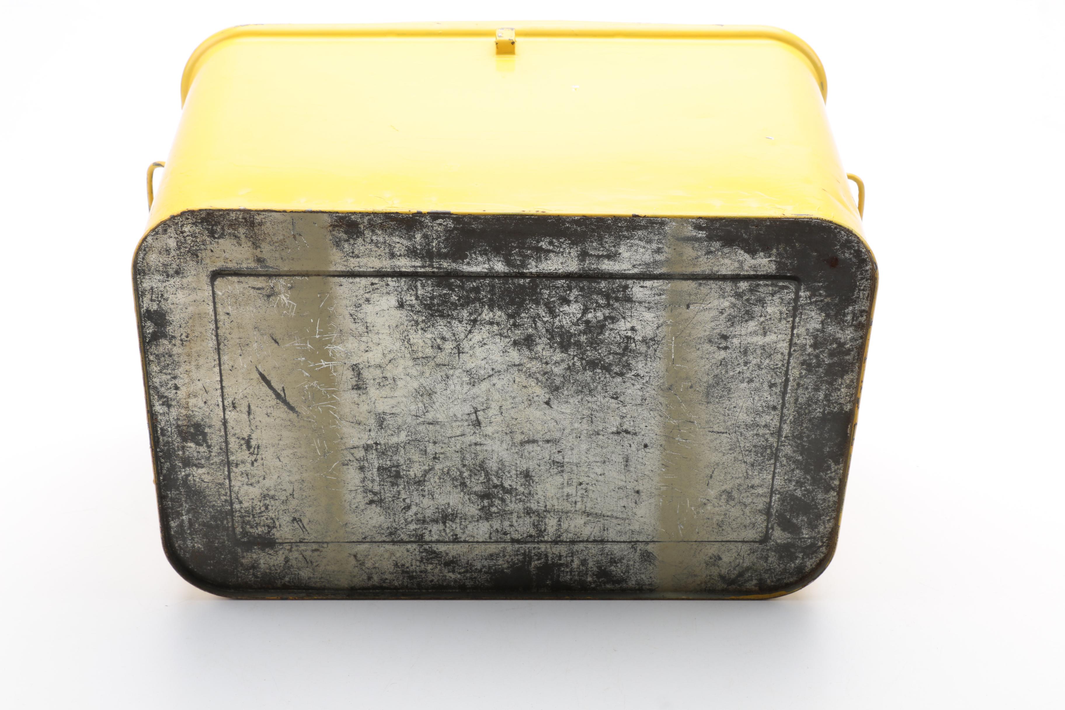 Vintage Metal Yellow Lunch Boxes and Aladdin Thermoses