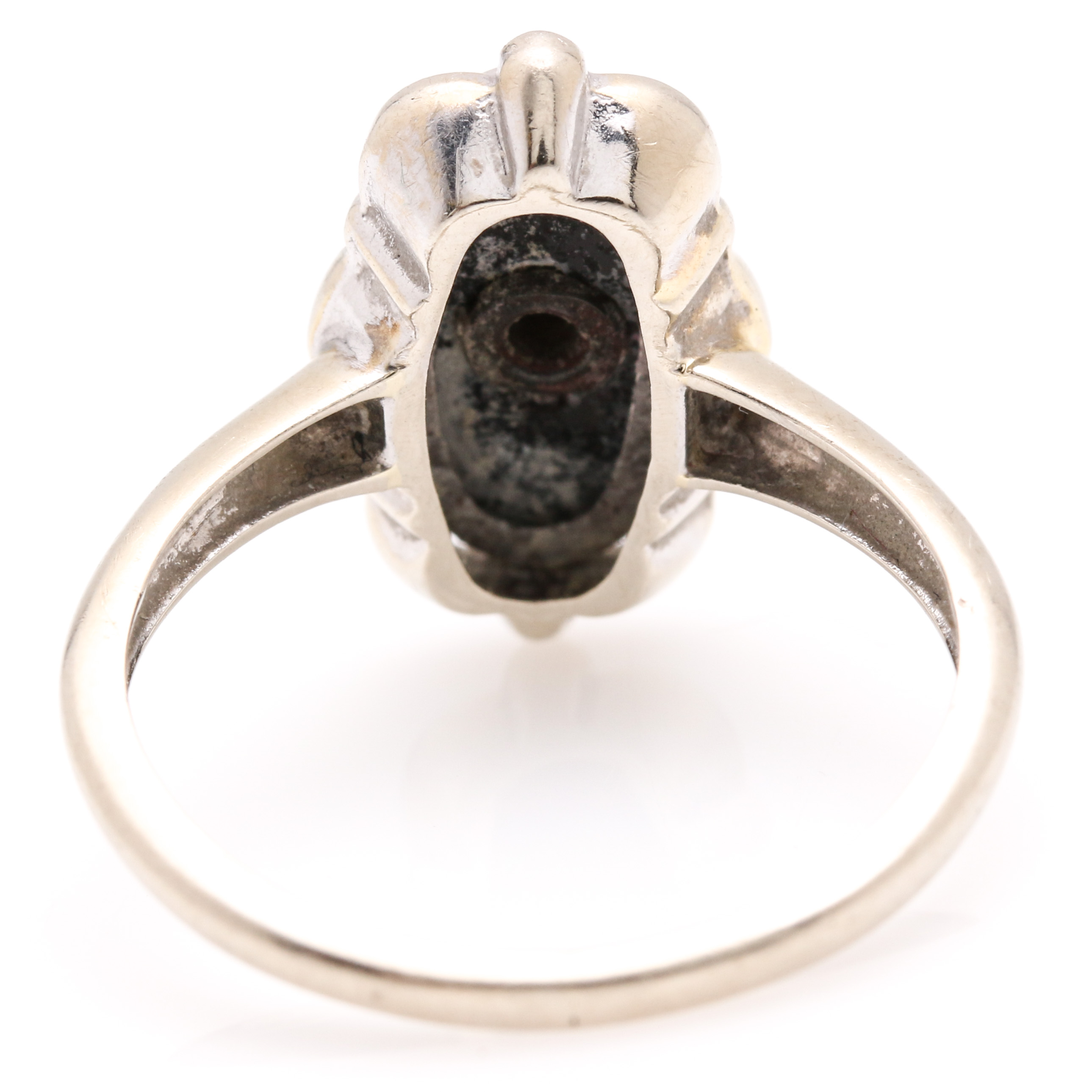 14K White Gold Black Onyx and Diamond Ring