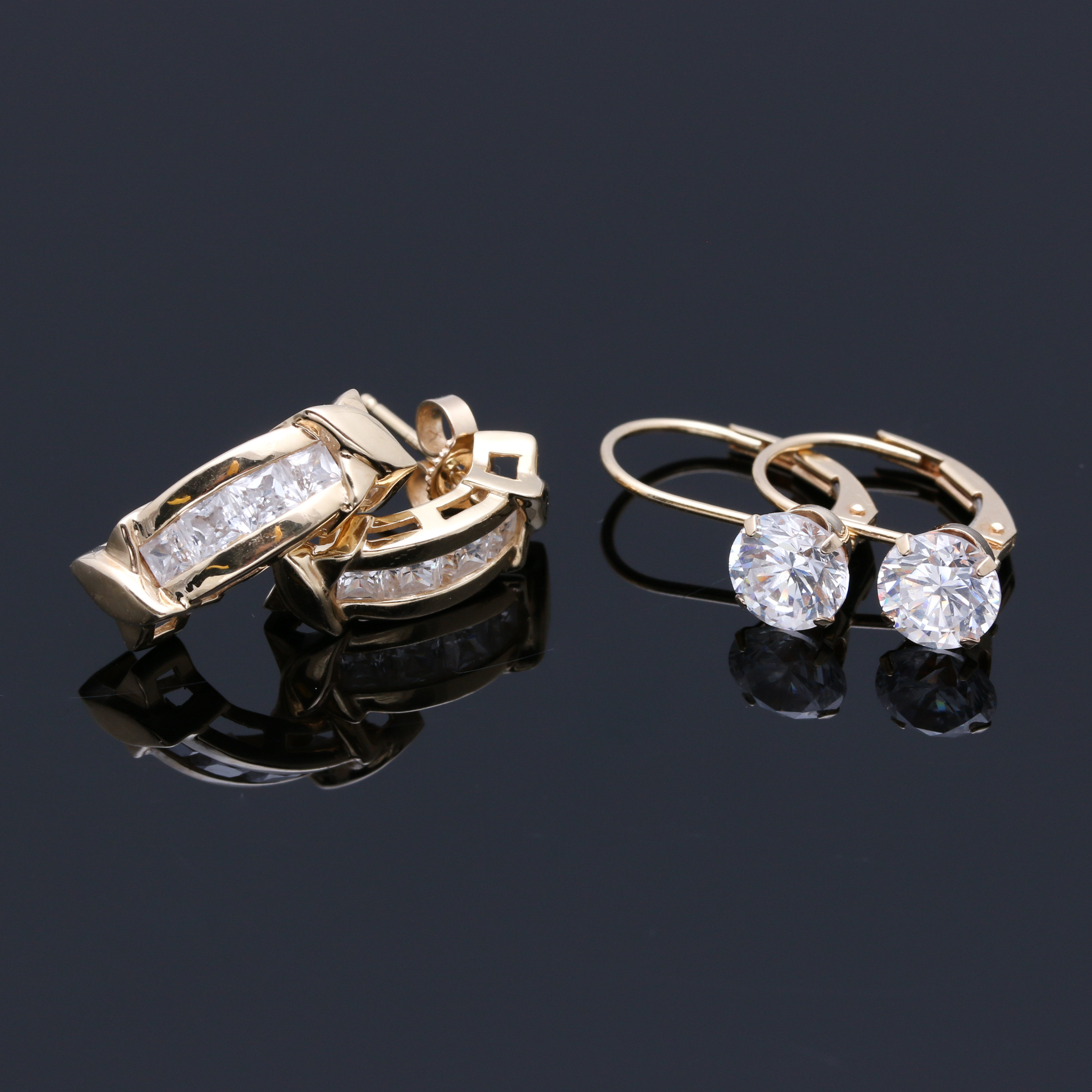 14K Yellow Gold Cubic Zirconia Earrings