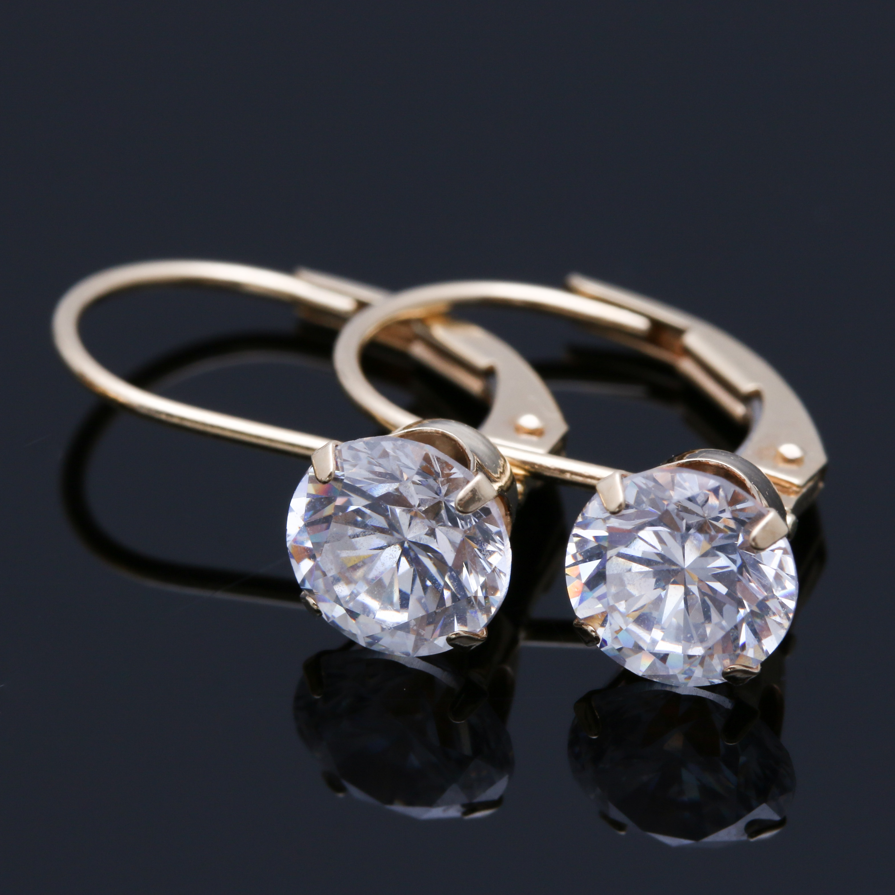 14K Yellow Gold Cubic Zirconia Earrings
