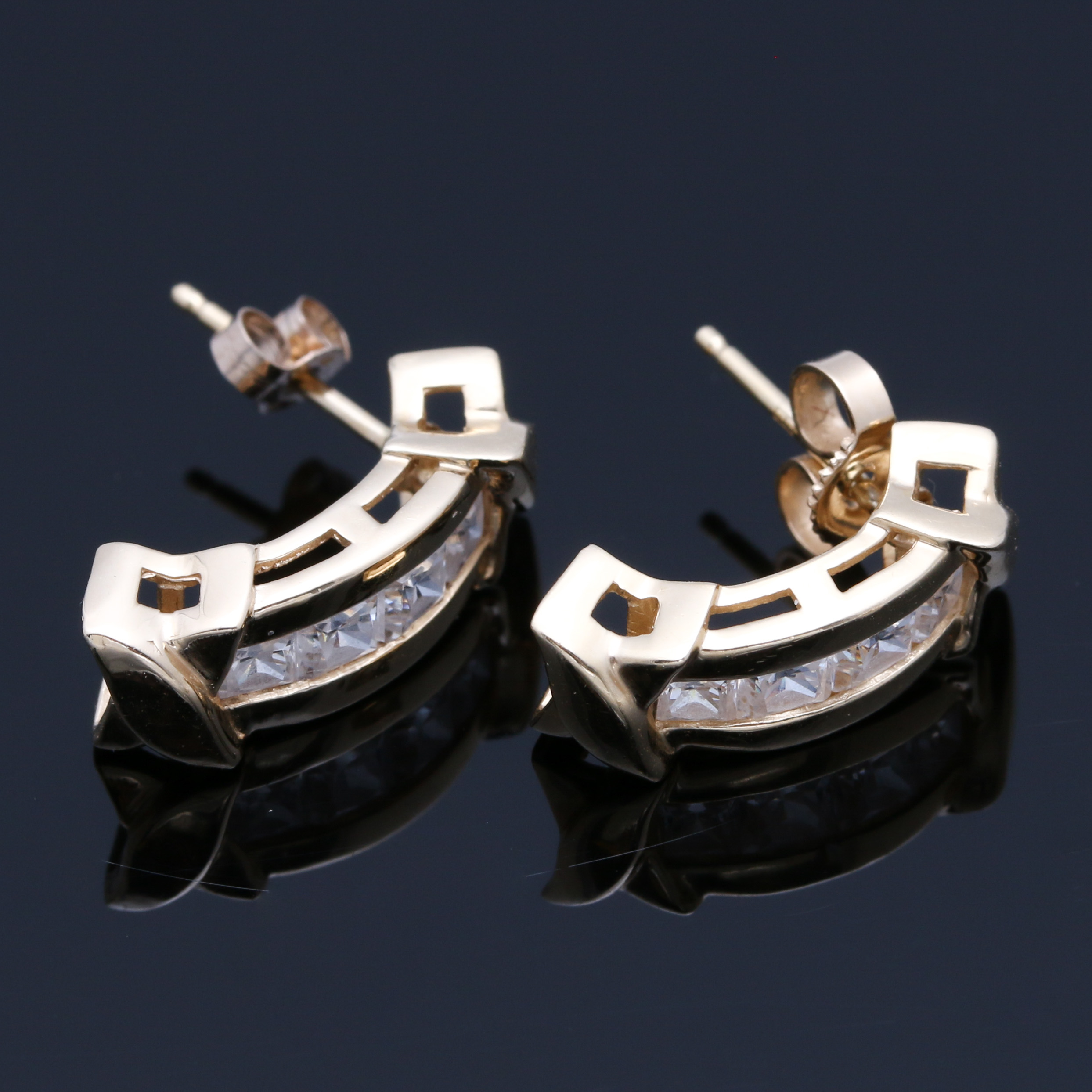 14K Yellow Gold Cubic Zirconia Earrings