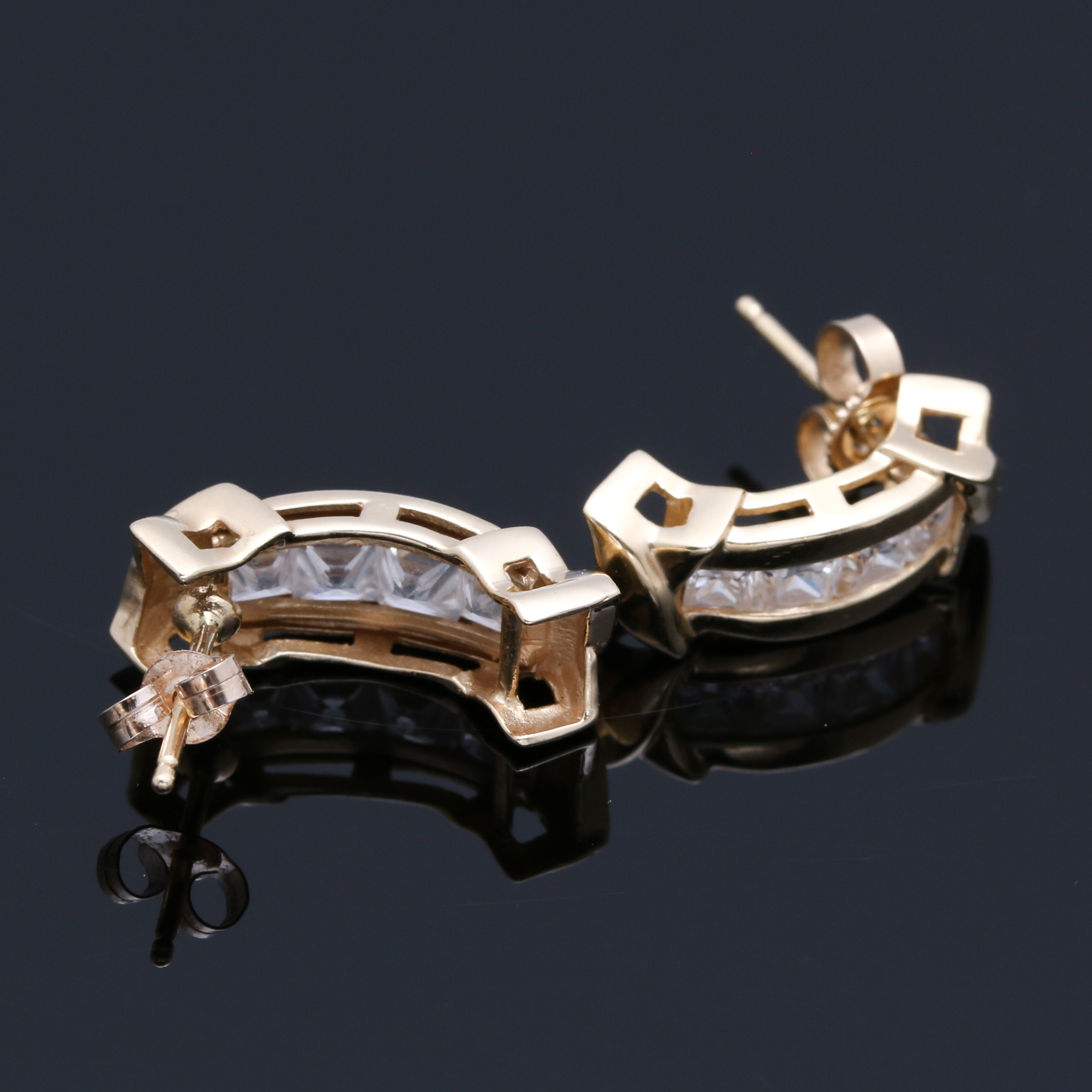 14K Yellow Gold Cubic Zirconia Earrings