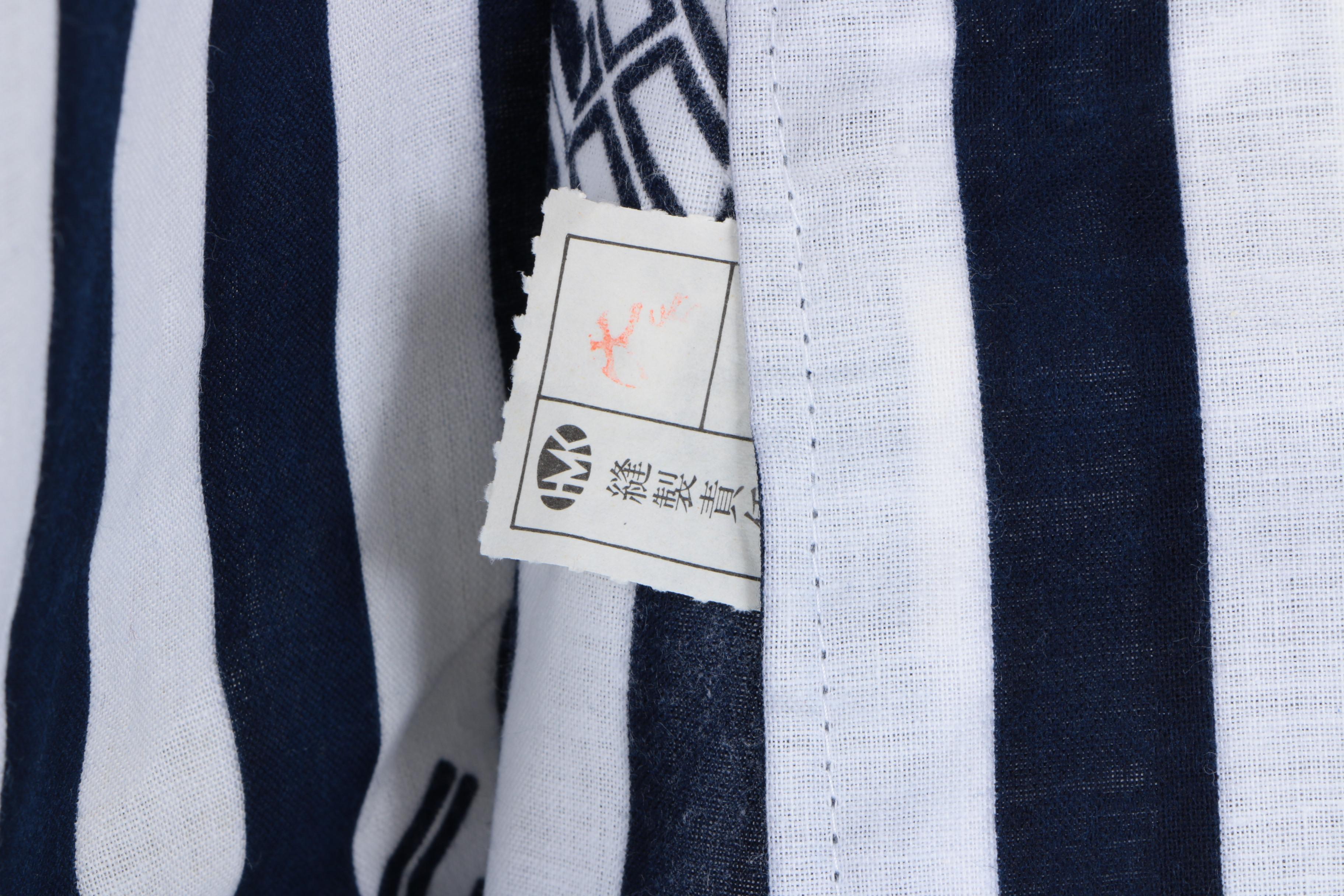 Blue and White Striped Cotton Yukata