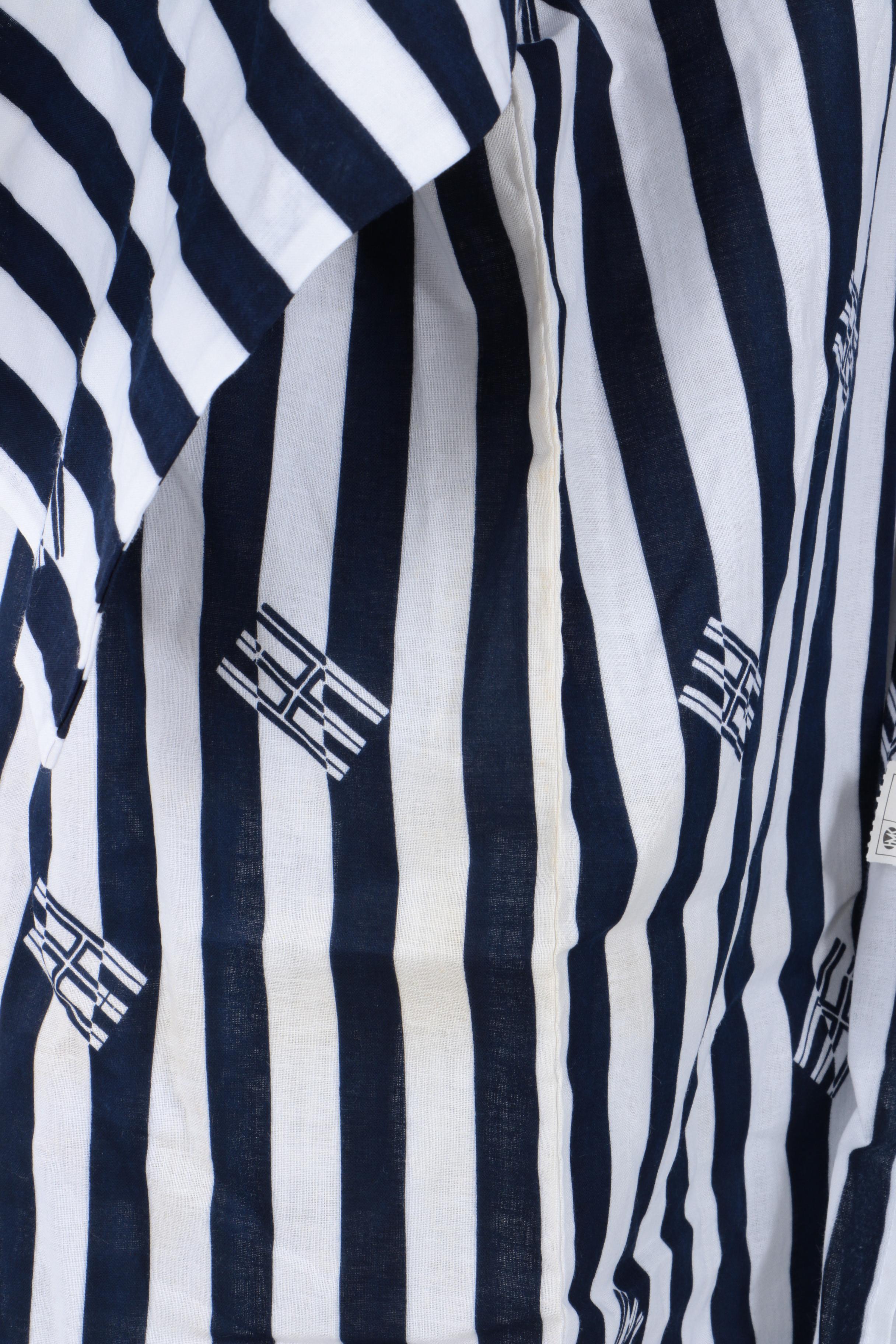 Blue and White Striped Cotton Yukata