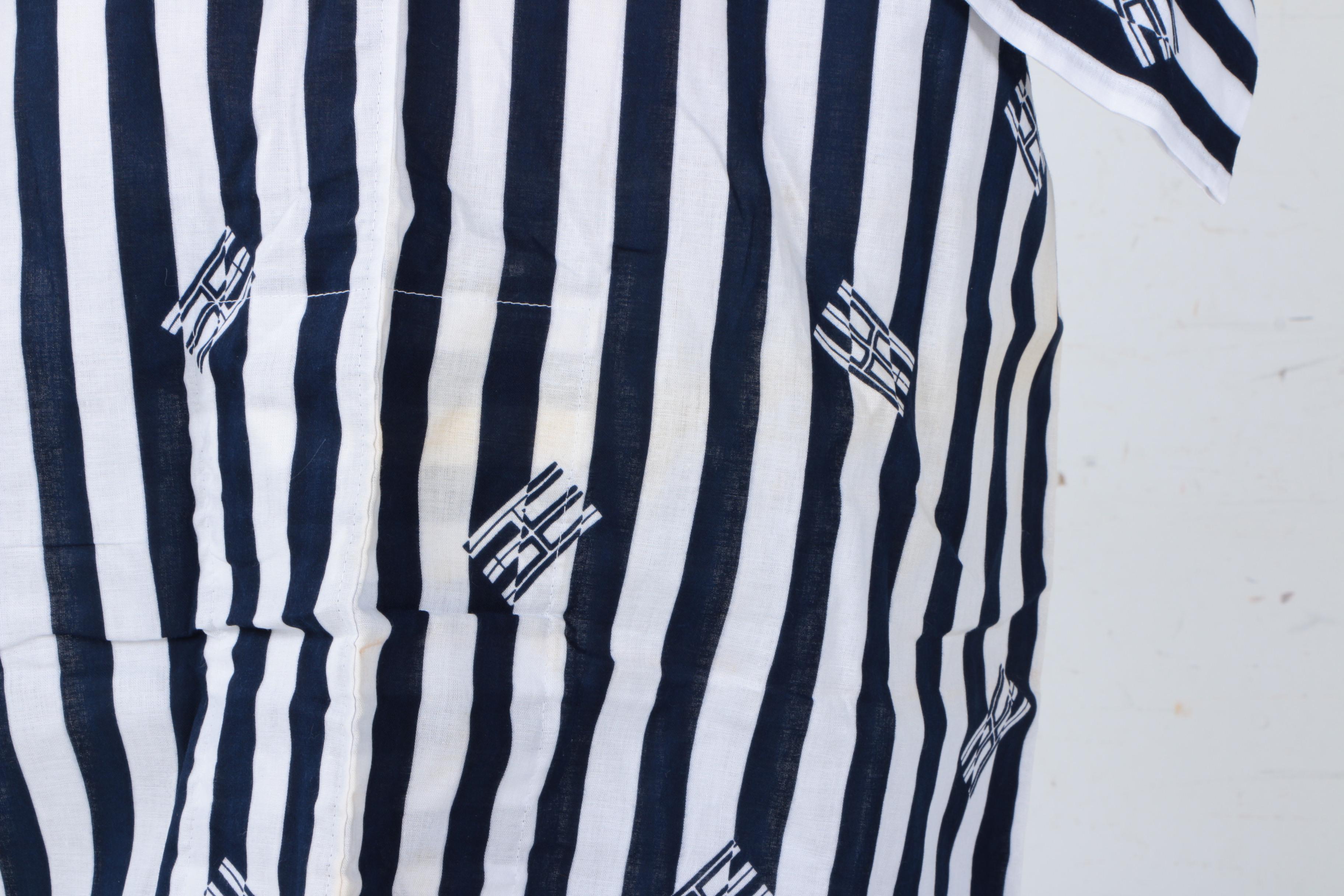 Blue and White Striped Cotton Yukata