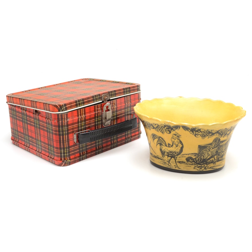 Vintage Plaid Lunchbox and Jeanne Reed's Decorative Bowl