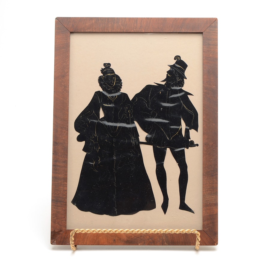 Framed Silhouette of Tudor Era Man and Woman