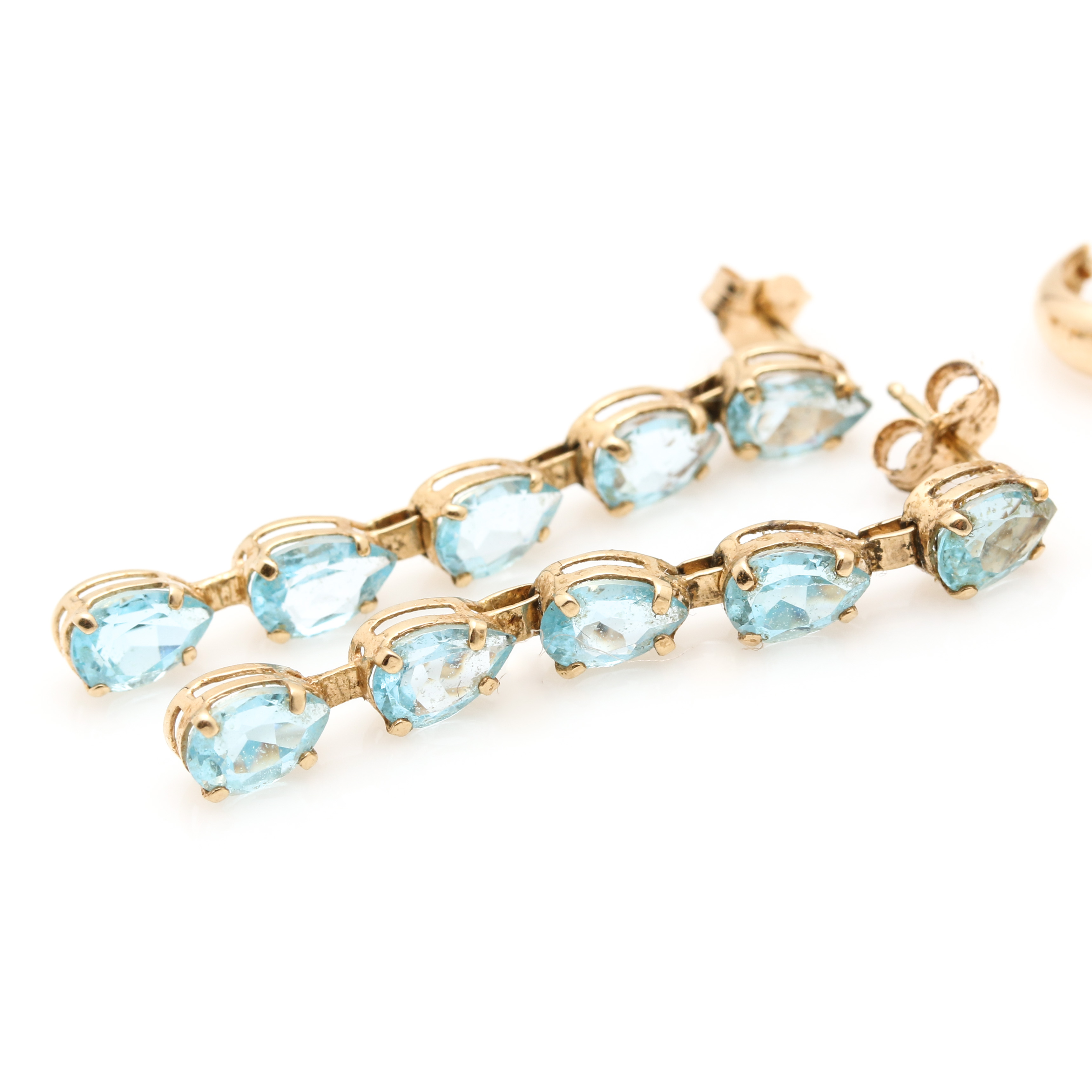 14K Yellow Gold Topaz and Cubic Zirconia Earrings