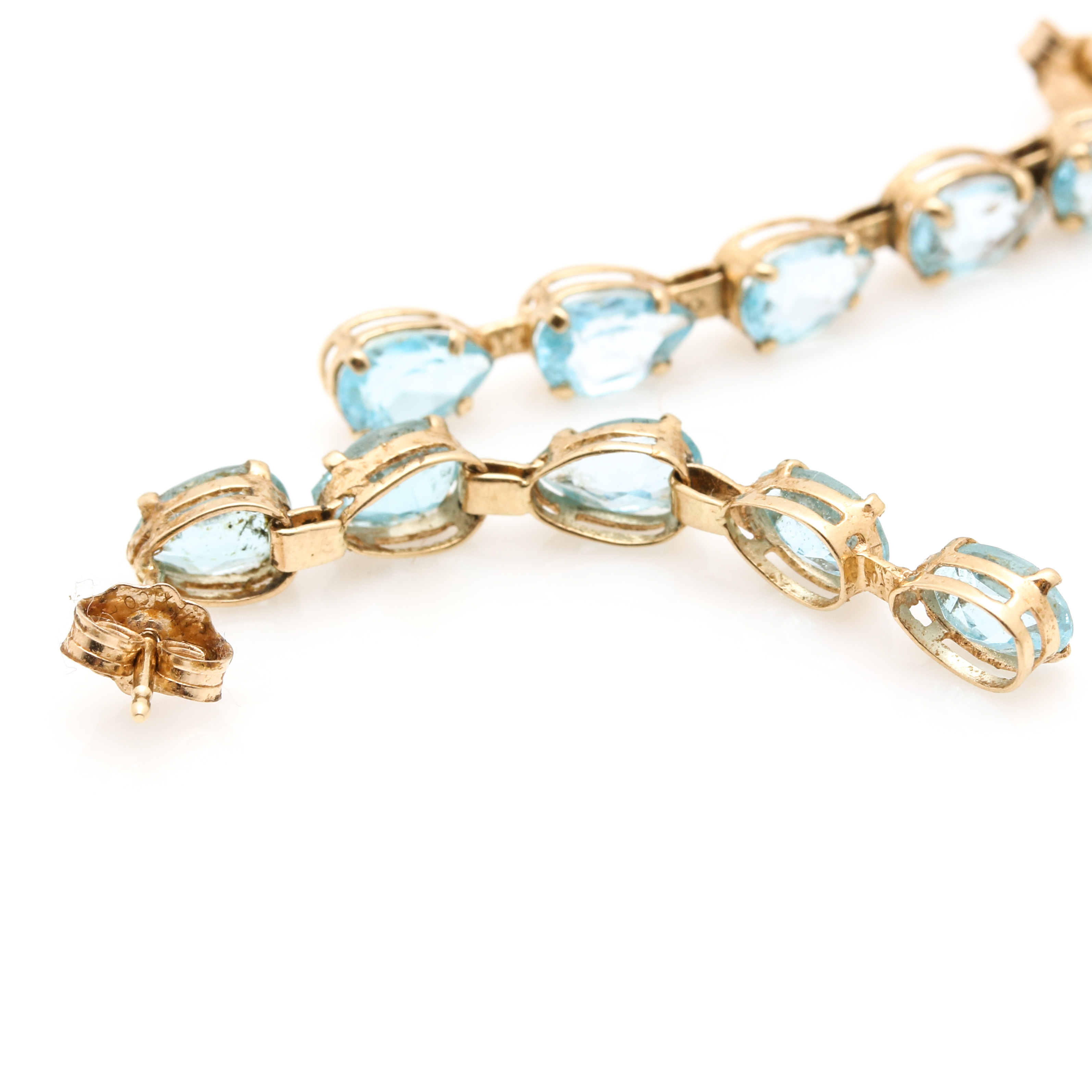 14K Yellow Gold Topaz and Cubic Zirconia Earrings