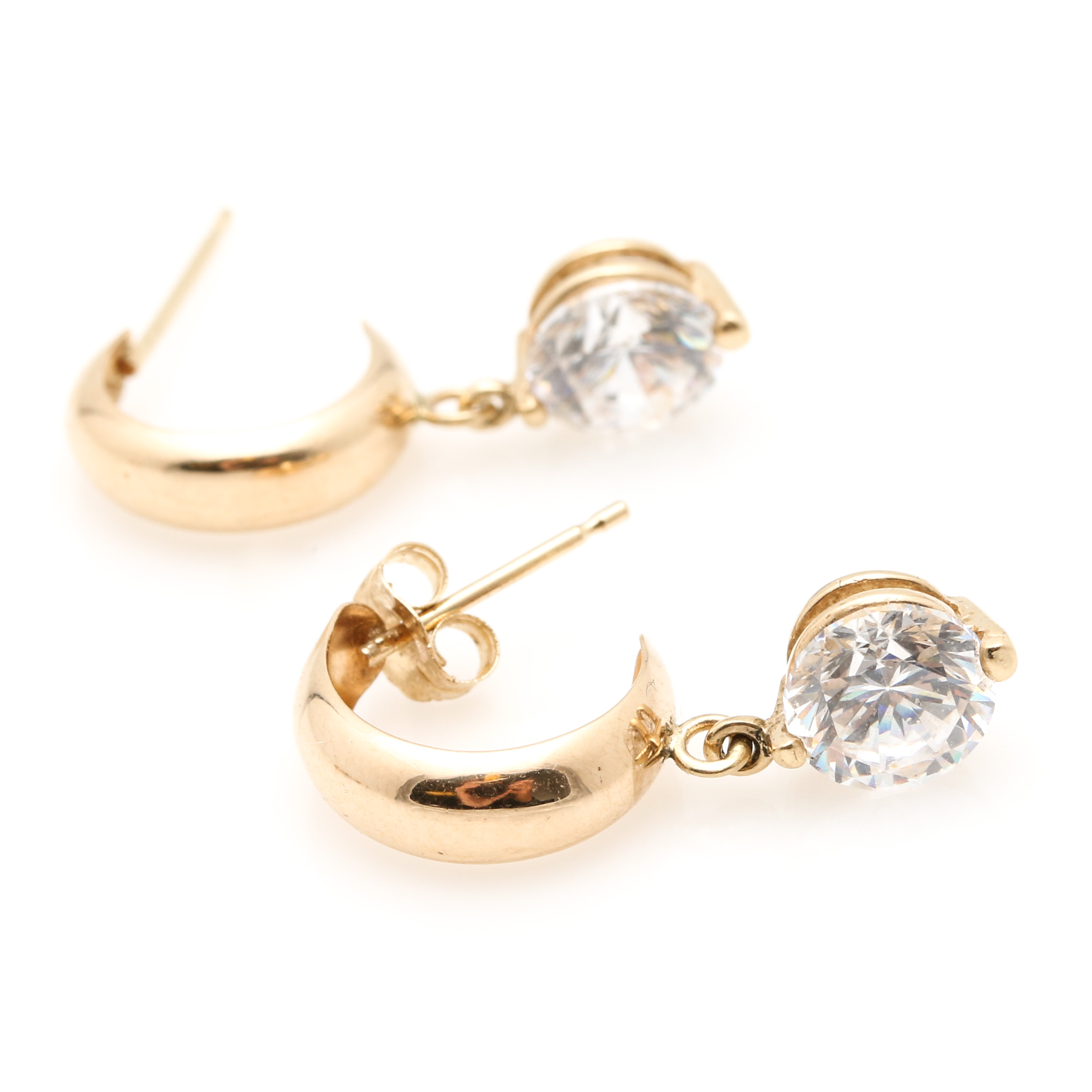 14K Yellow Gold Topaz and Cubic Zirconia Earrings