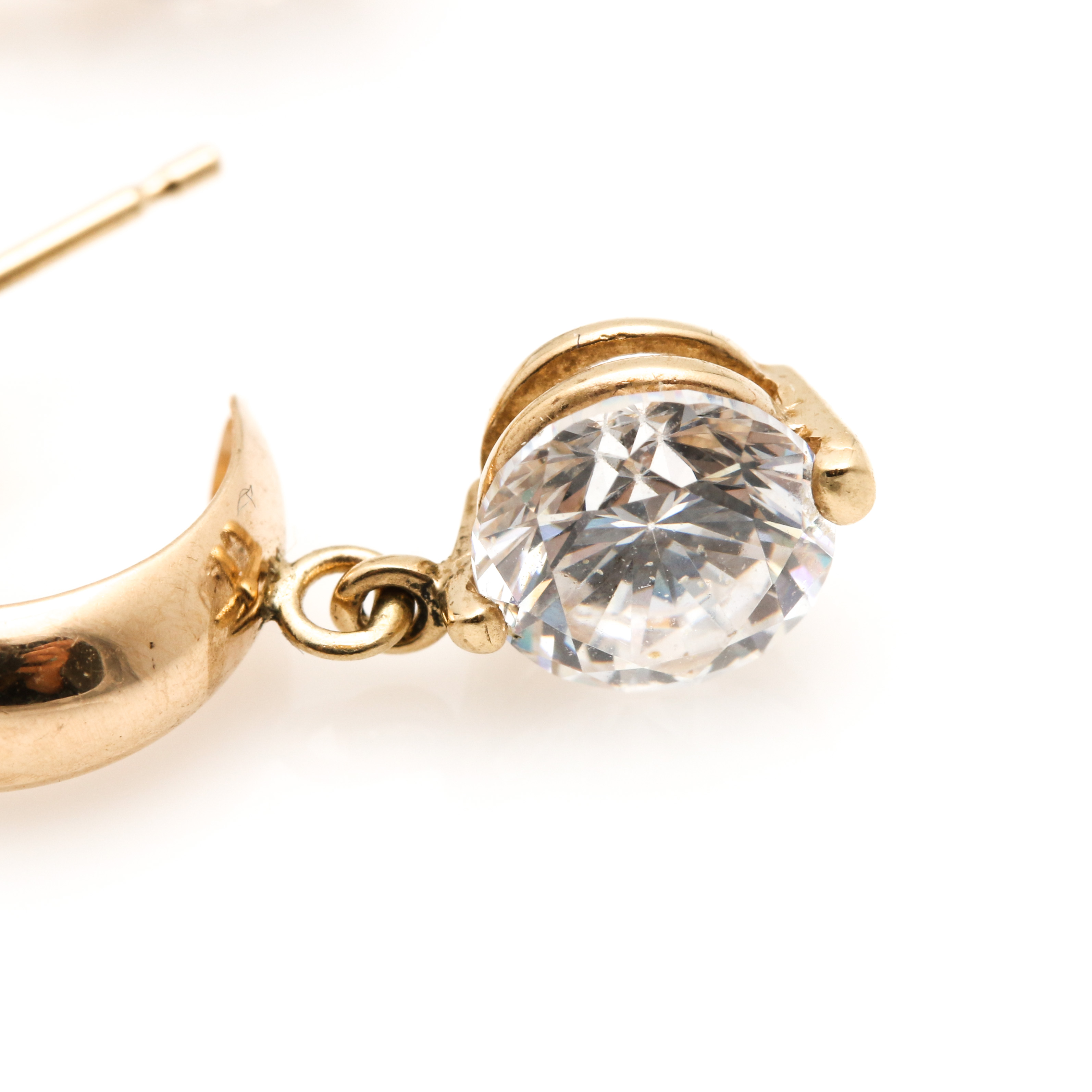 14K Yellow Gold Topaz and Cubic Zirconia Earrings