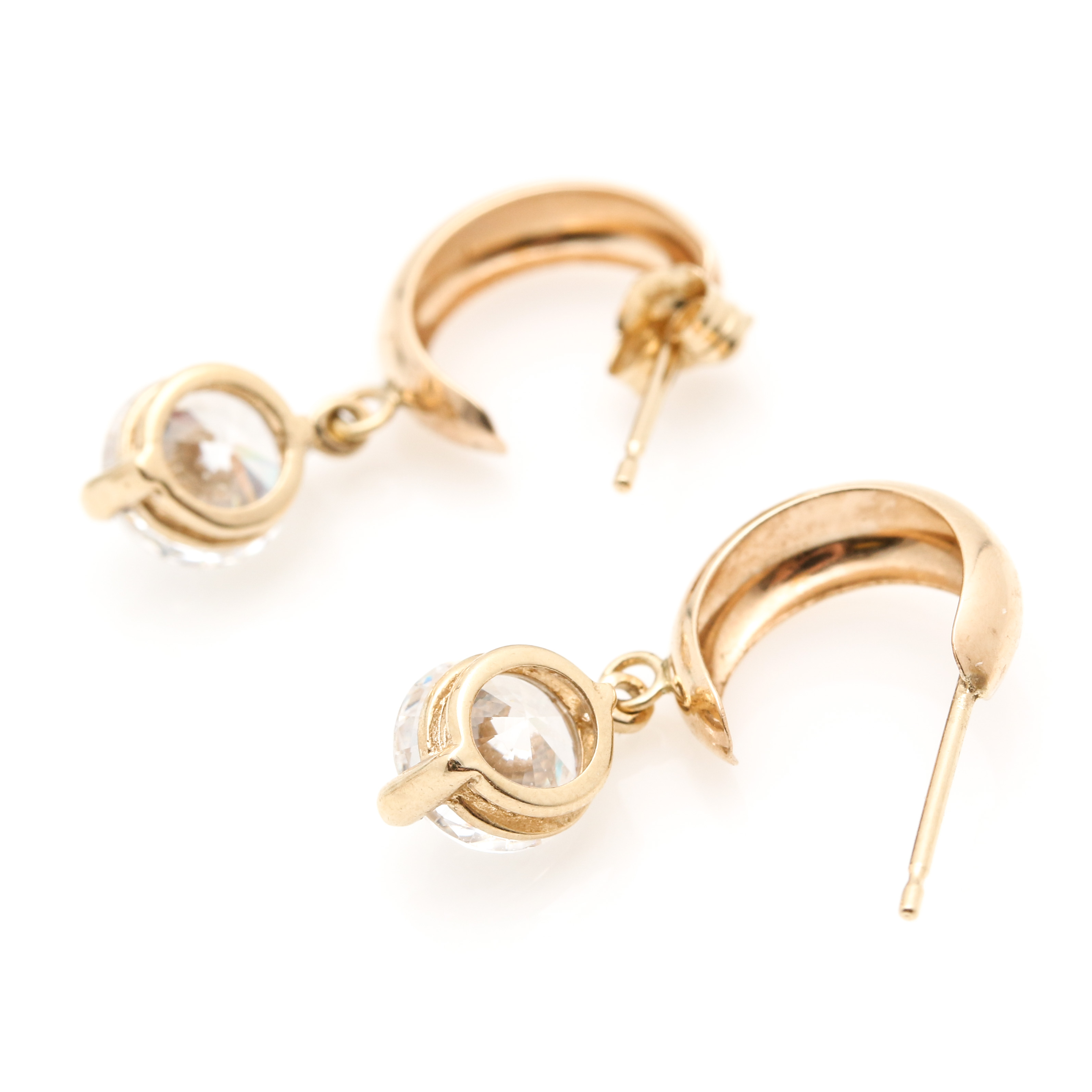 14K Yellow Gold Topaz and Cubic Zirconia Earrings