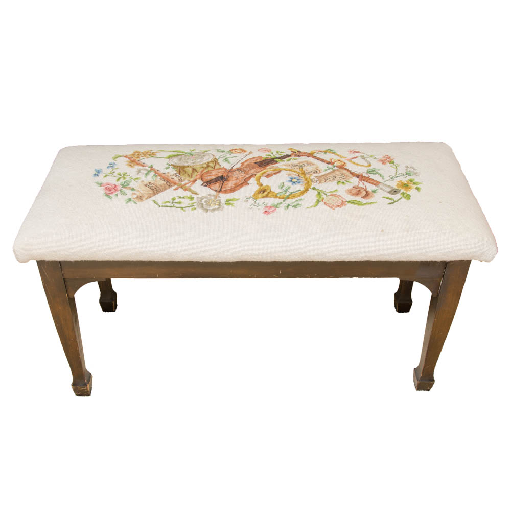 Vintage Piano Bench with Under-Seat Storage by Tonkbench