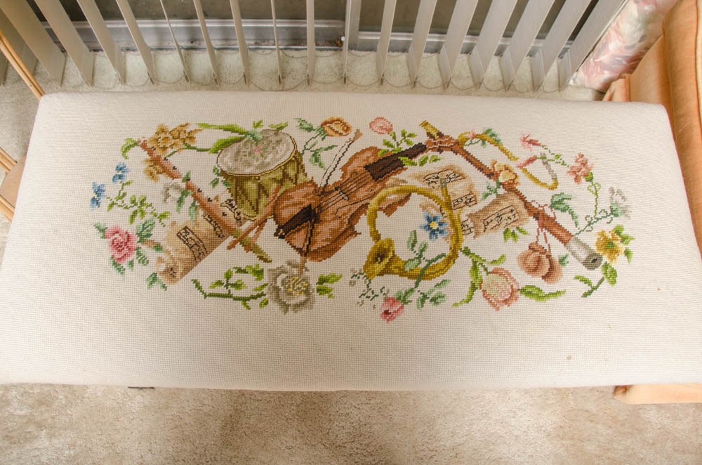 Vintage Piano Bench with Under-Seat Storage by Tonkbench