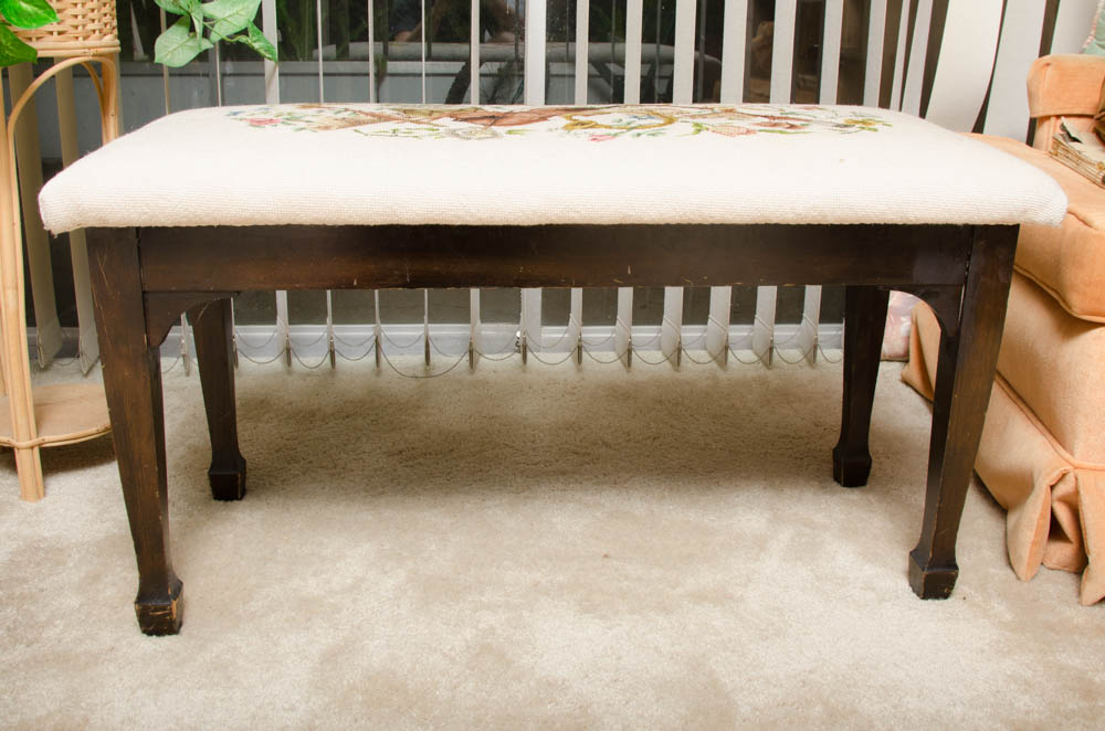 Vintage Piano Bench with Under-Seat Storage by Tonkbench
