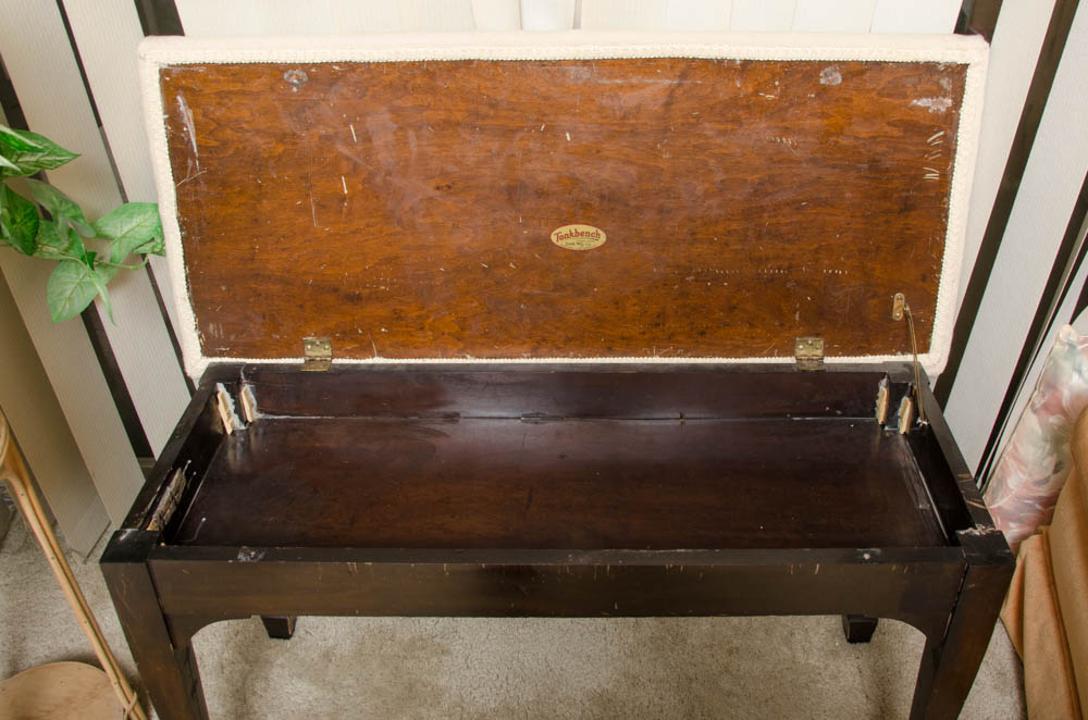 Vintage Piano Bench with Under-Seat Storage by Tonkbench