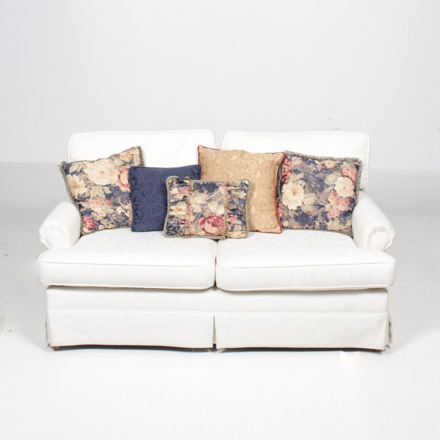 Upholstered Loveseat with Accent Pillows