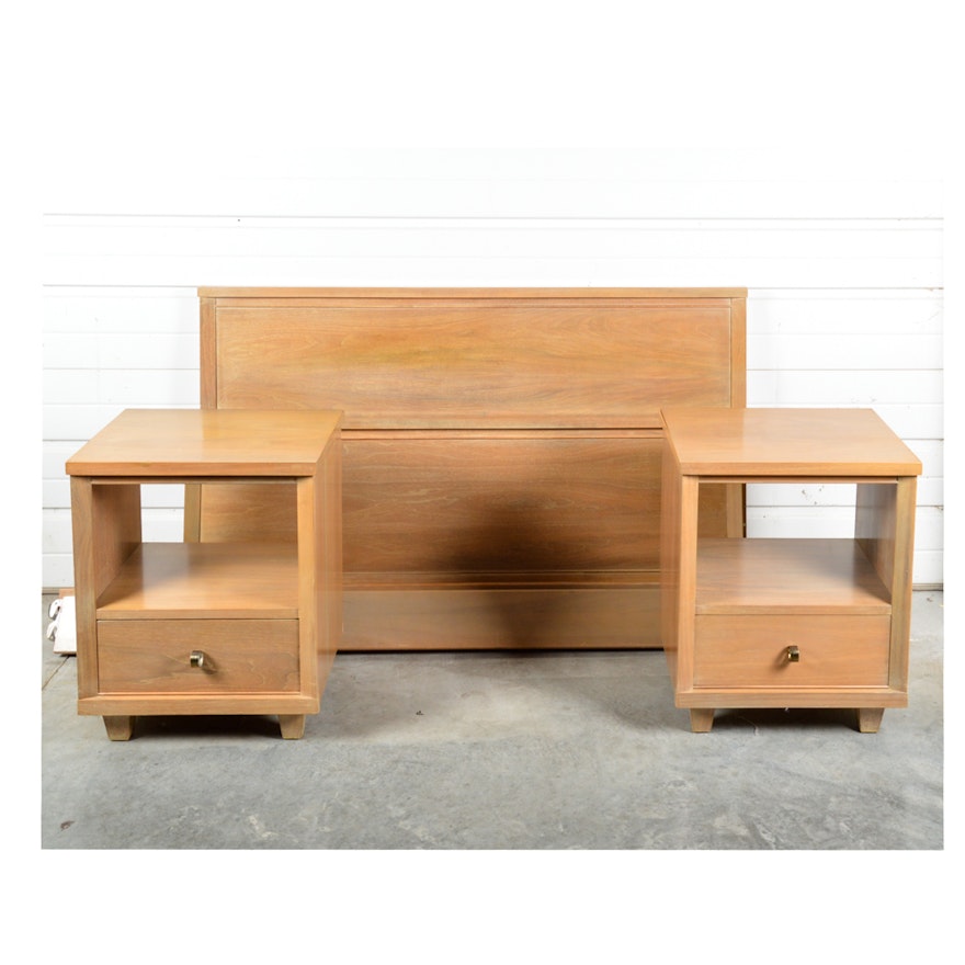 "The Captor" Mid Century Modern Full Bed Frame and Nightstands by Kent-Coffey