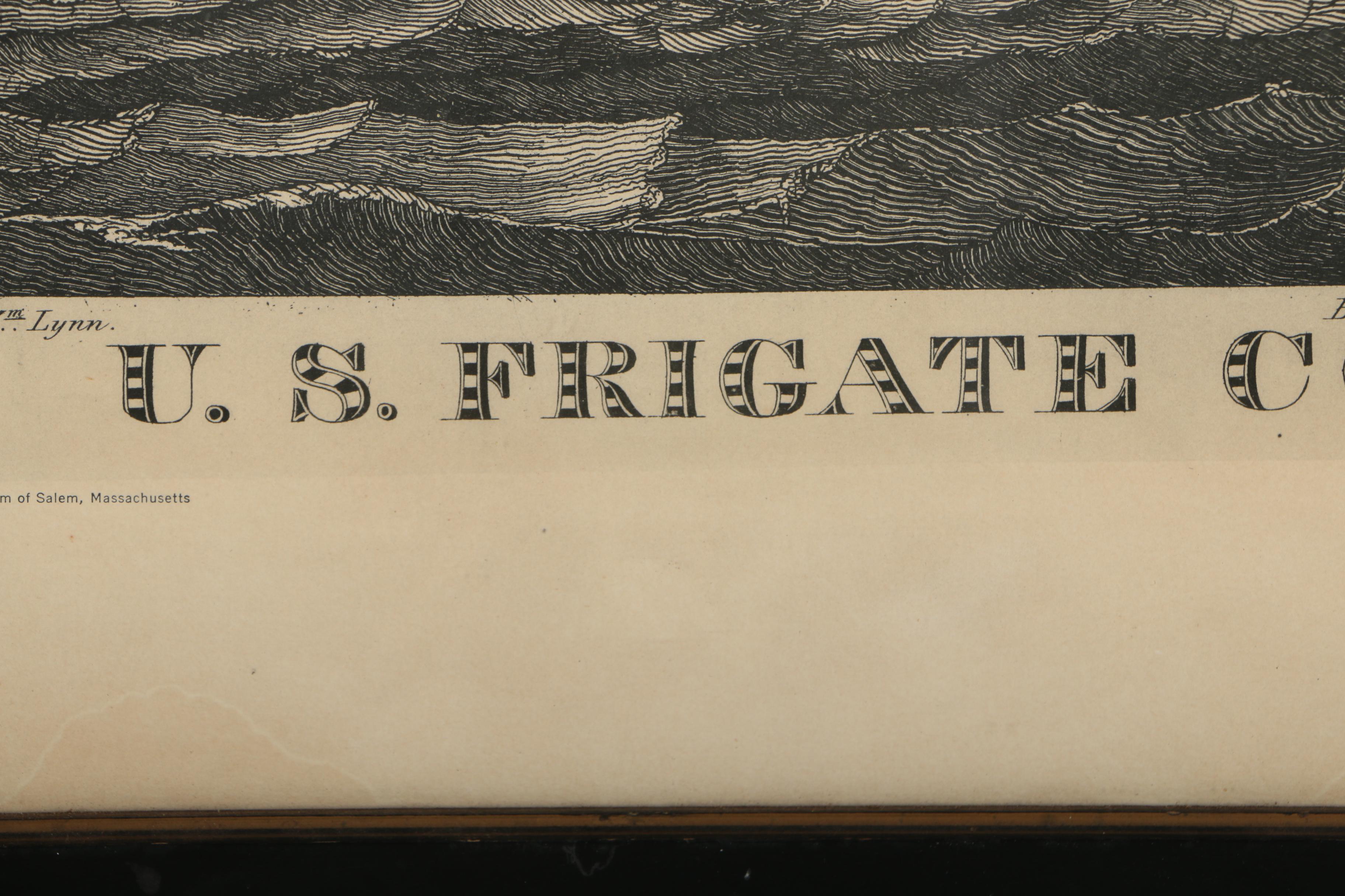 Vintage Collotype Reproduction Print "U.S. Frigate Constitution, of 44 Guns"