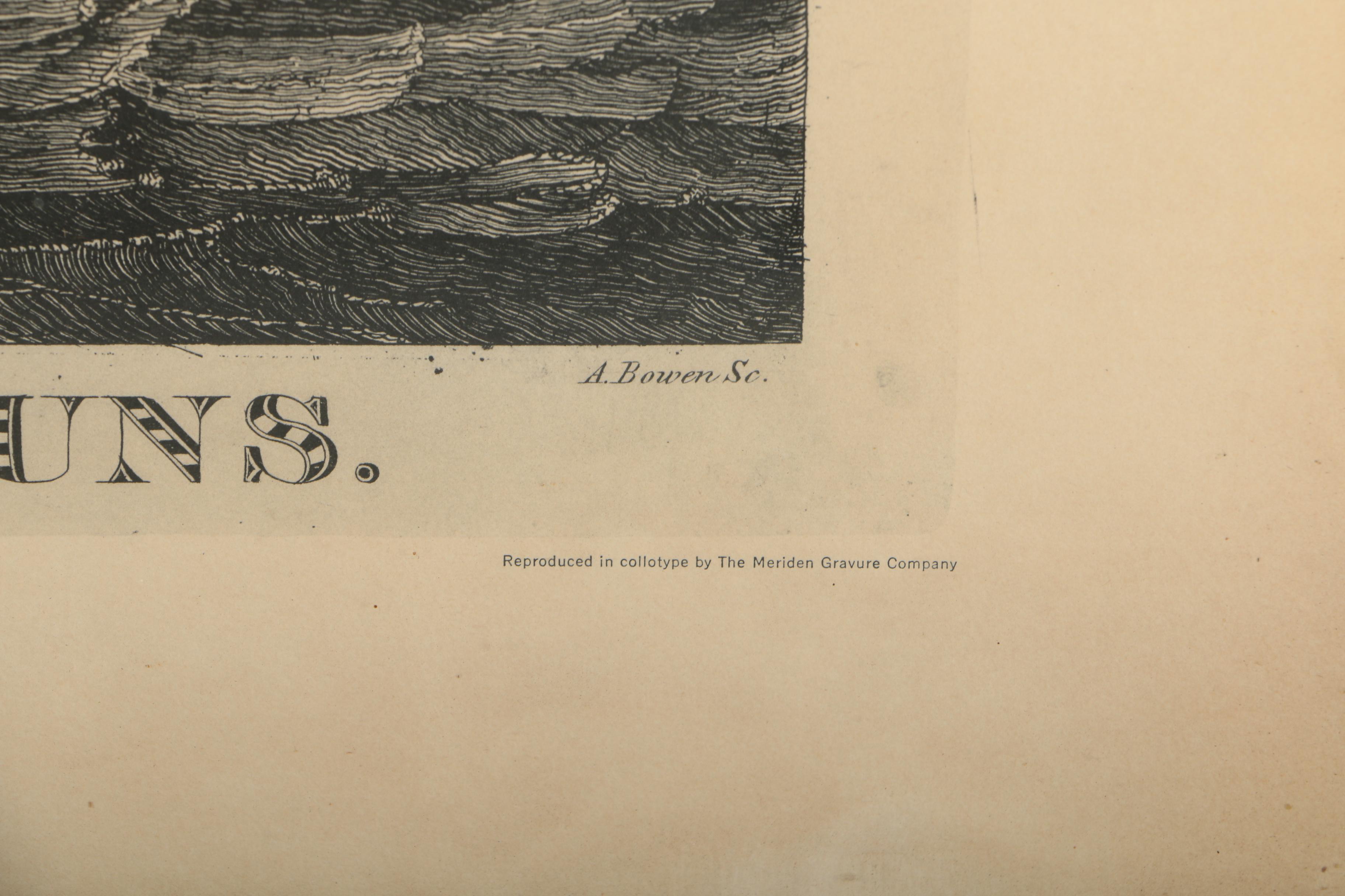 Vintage Collotype Reproduction Print "U.S. Frigate Constitution, of 44 Guns"