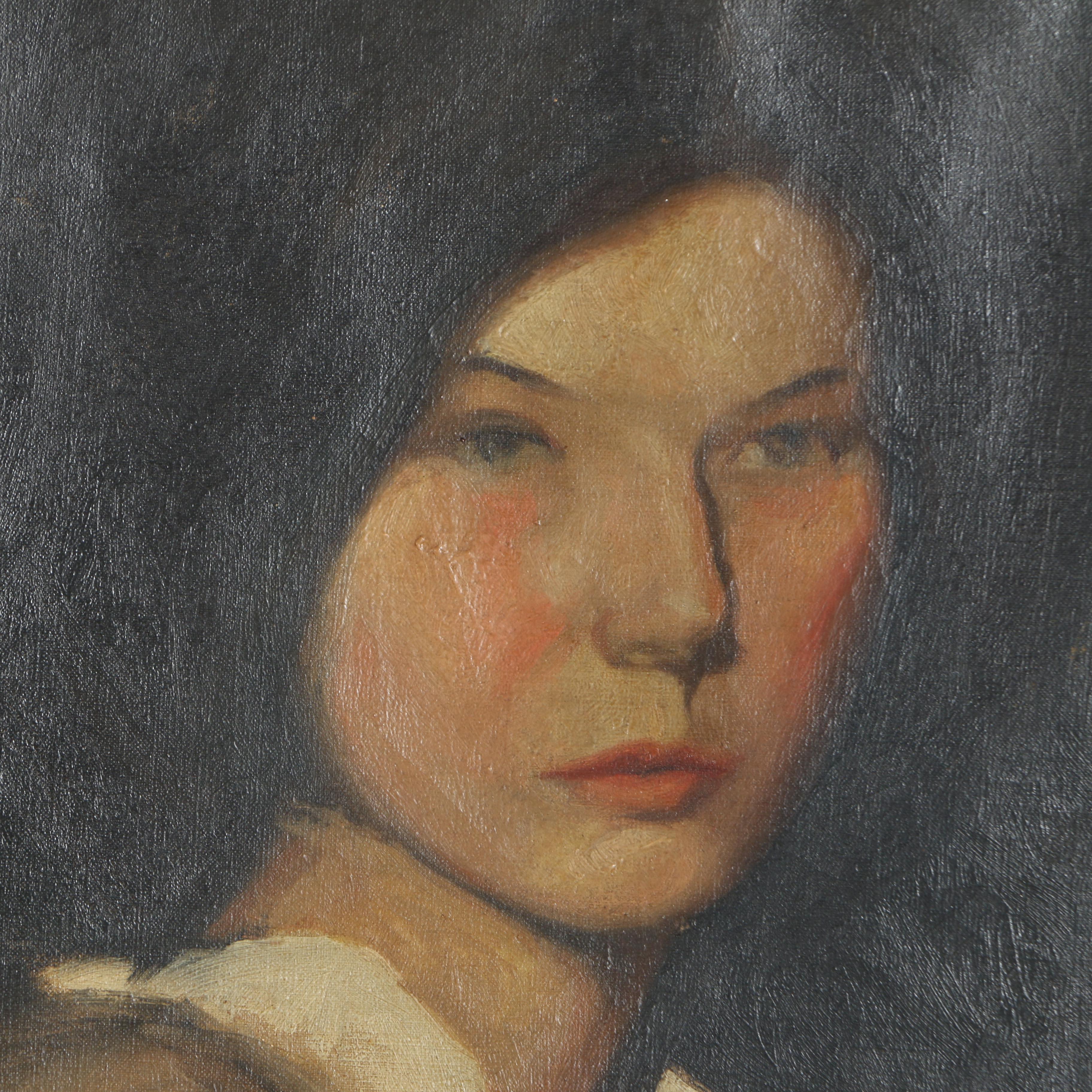 Oil on Canvas Portrait Painting of Young Woman